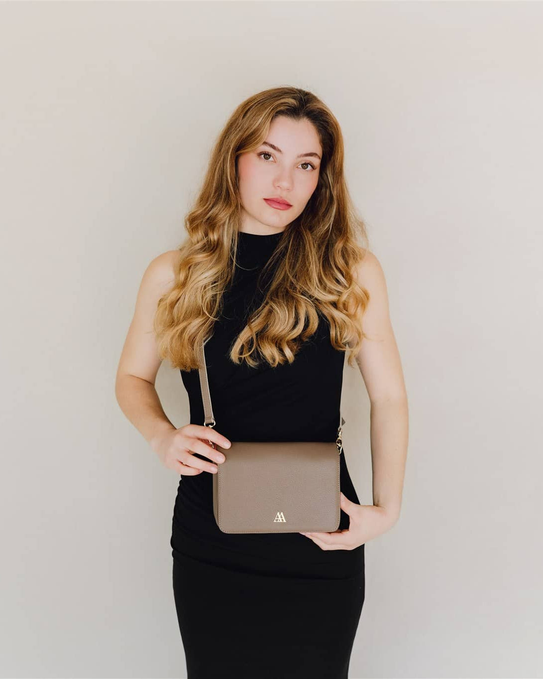 Maria Flap Bag Mini Leather Taupe