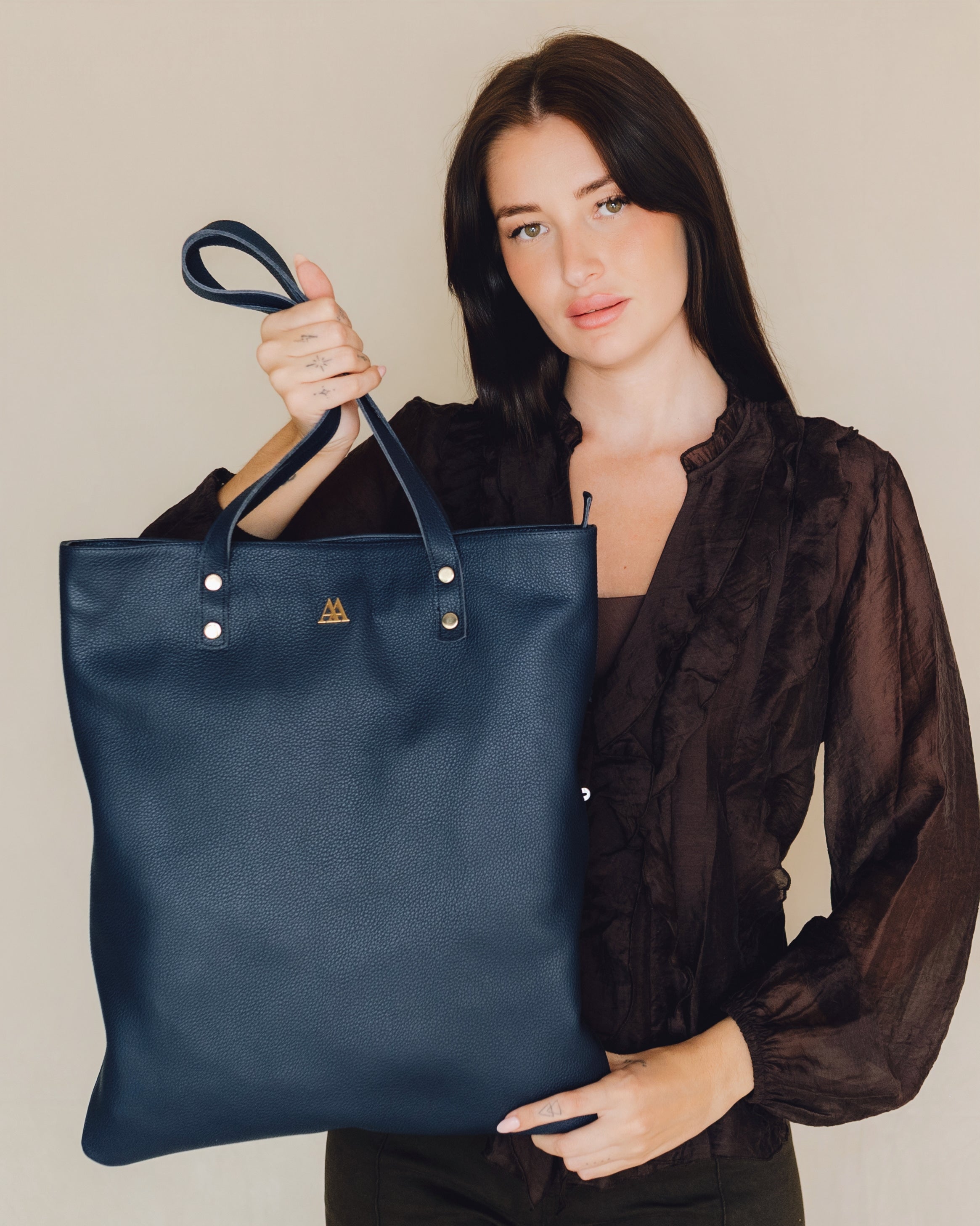 Noa Bolso Tote Bag Piel Azul Marino