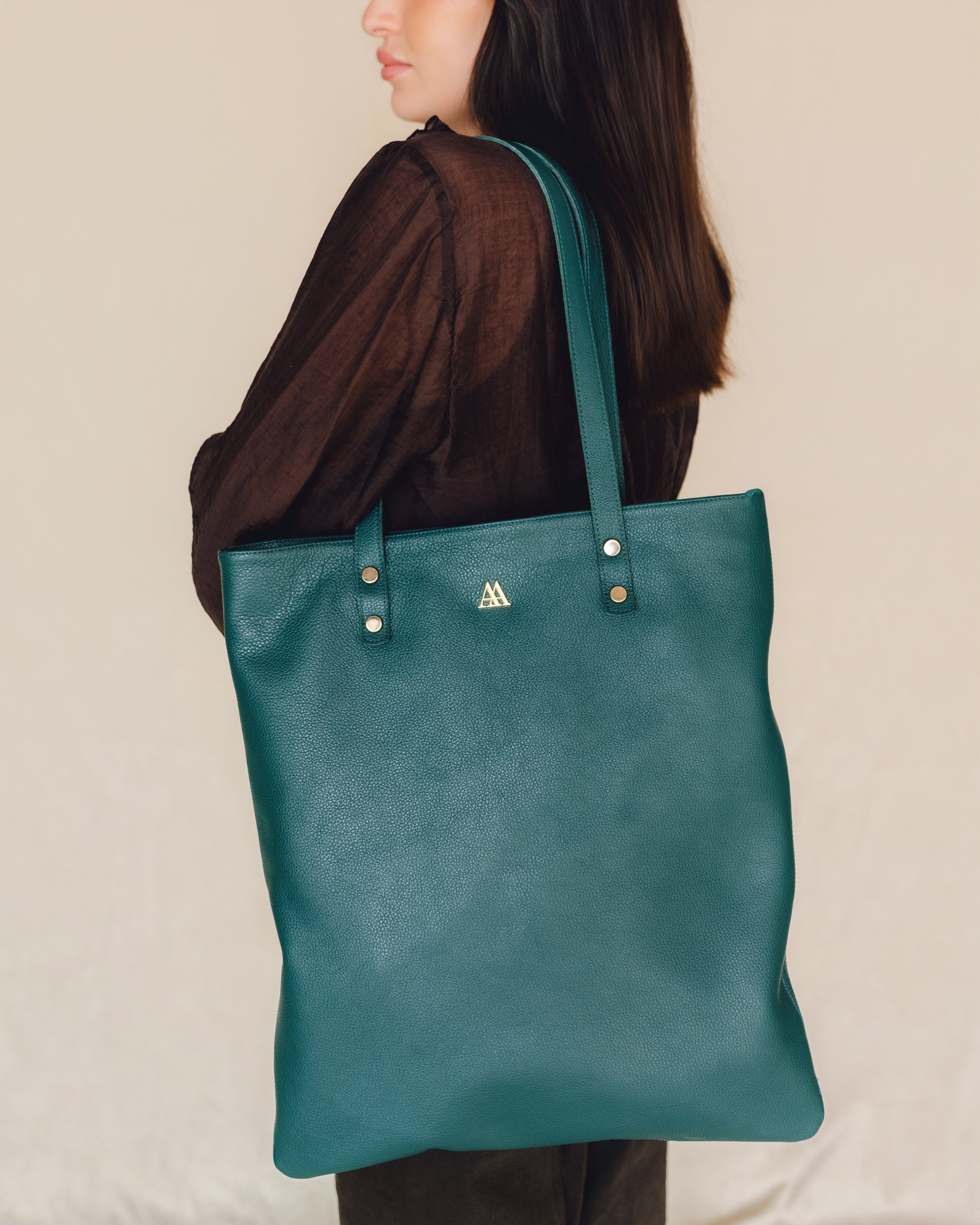 Noa Bolso Tote Bag Piel Verde Petróleo