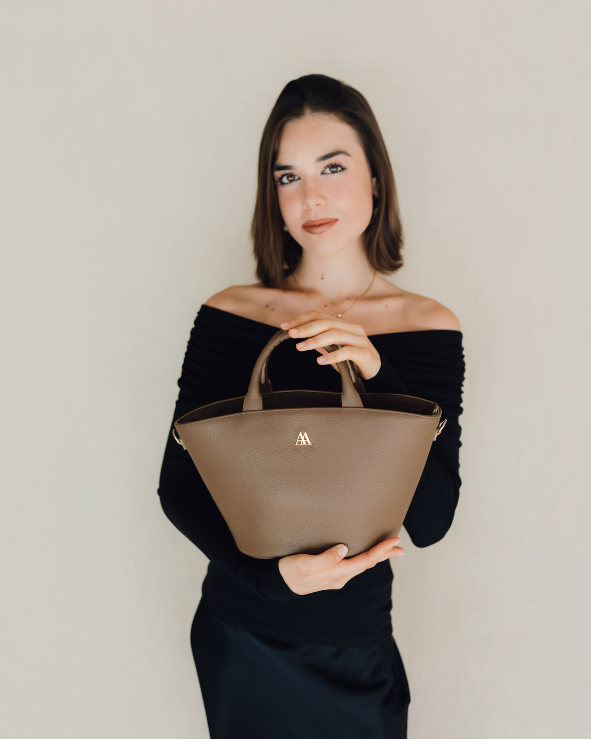 Carlota Sac Cabas Cuir Taupe