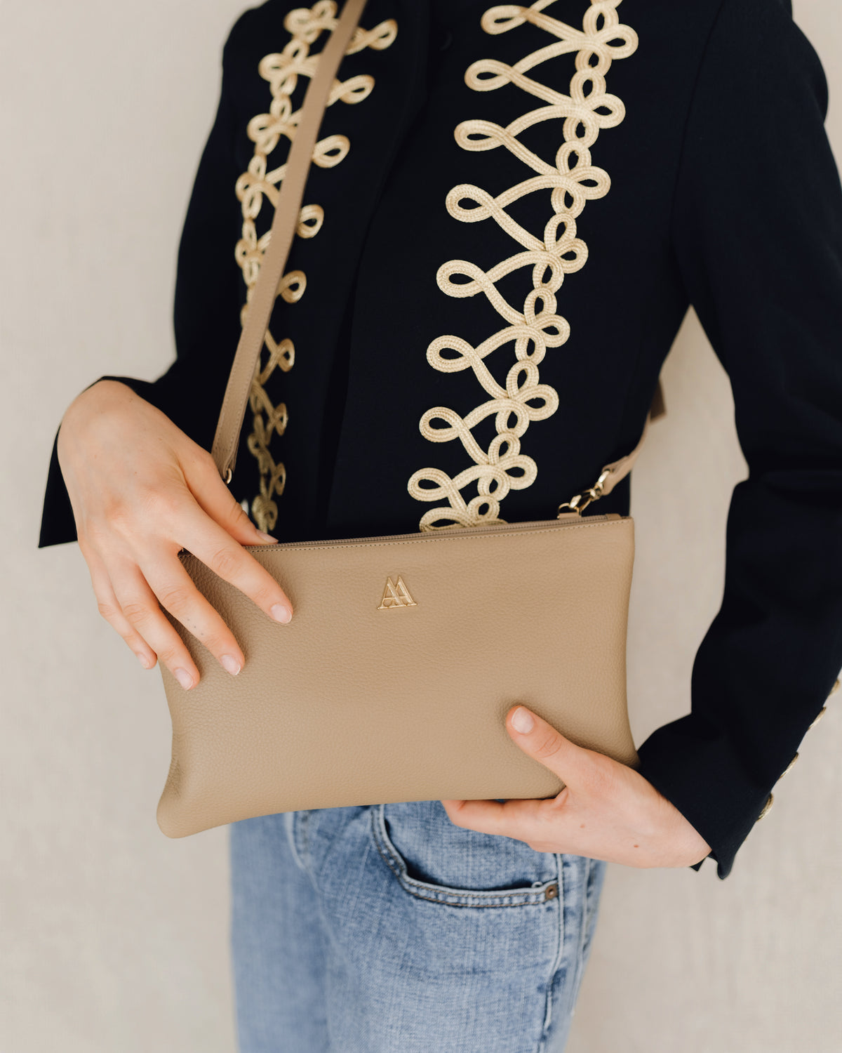 Catalina Bolso Clutch Piel Beig