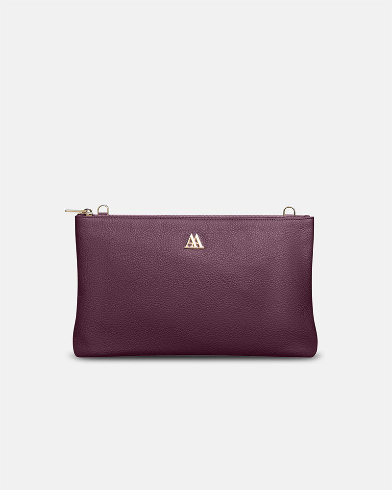 Catalina Bolso Clutch Piel Burdeos