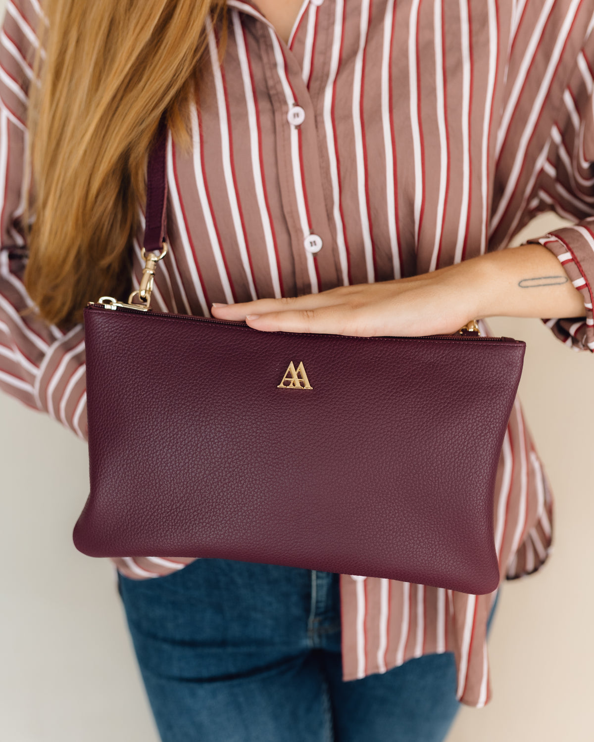 Catalina Bolso Clutch Piel Burdeos
