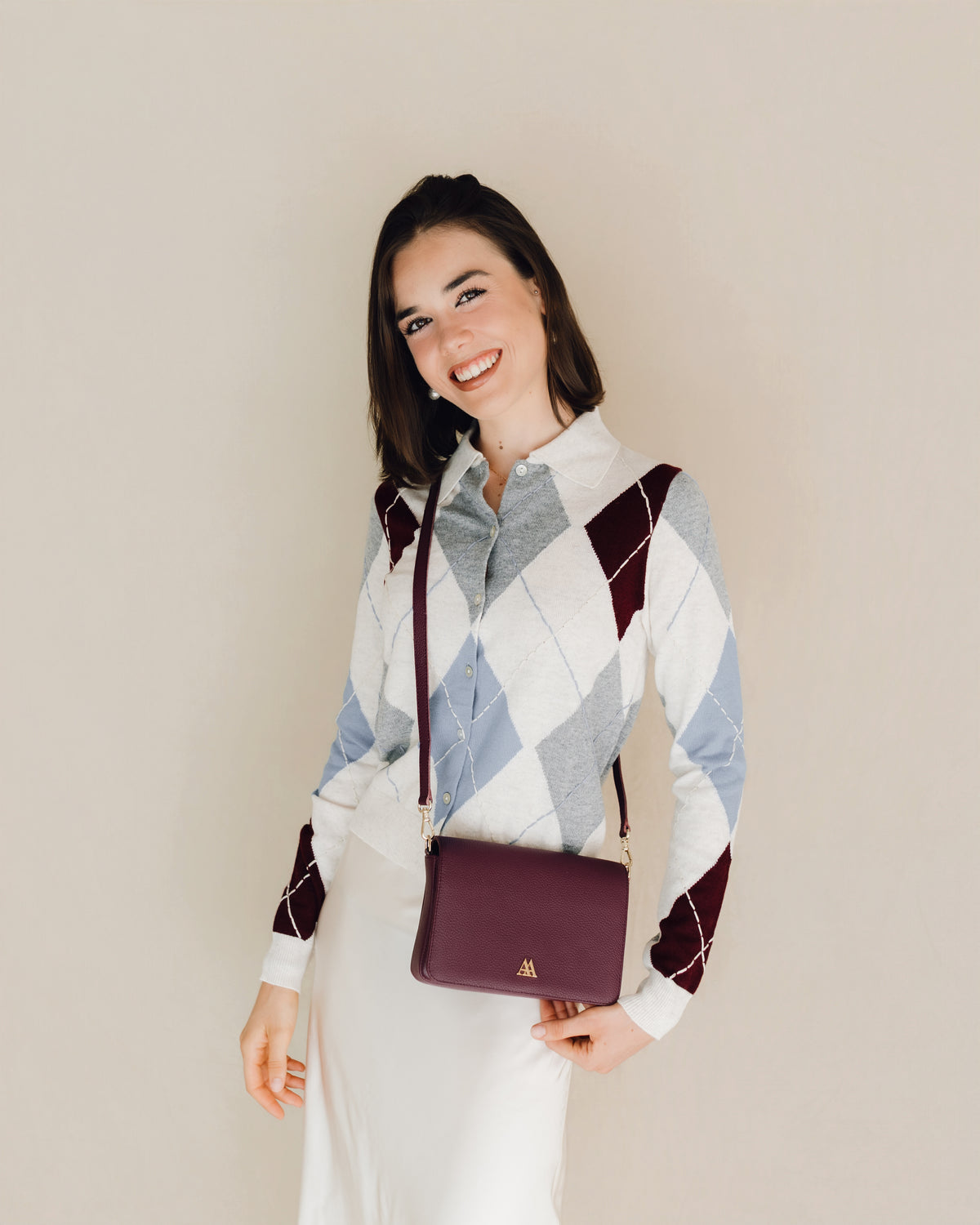 María Bolso Solapa Mini Piel Burdeos
