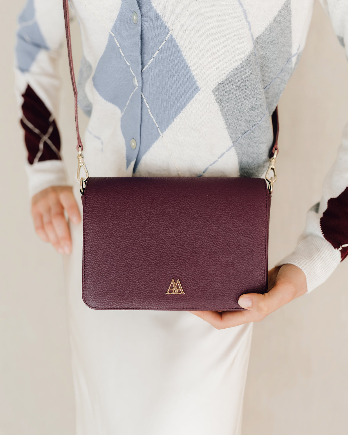 María Bolso Solapa Mini Piel Burdeos