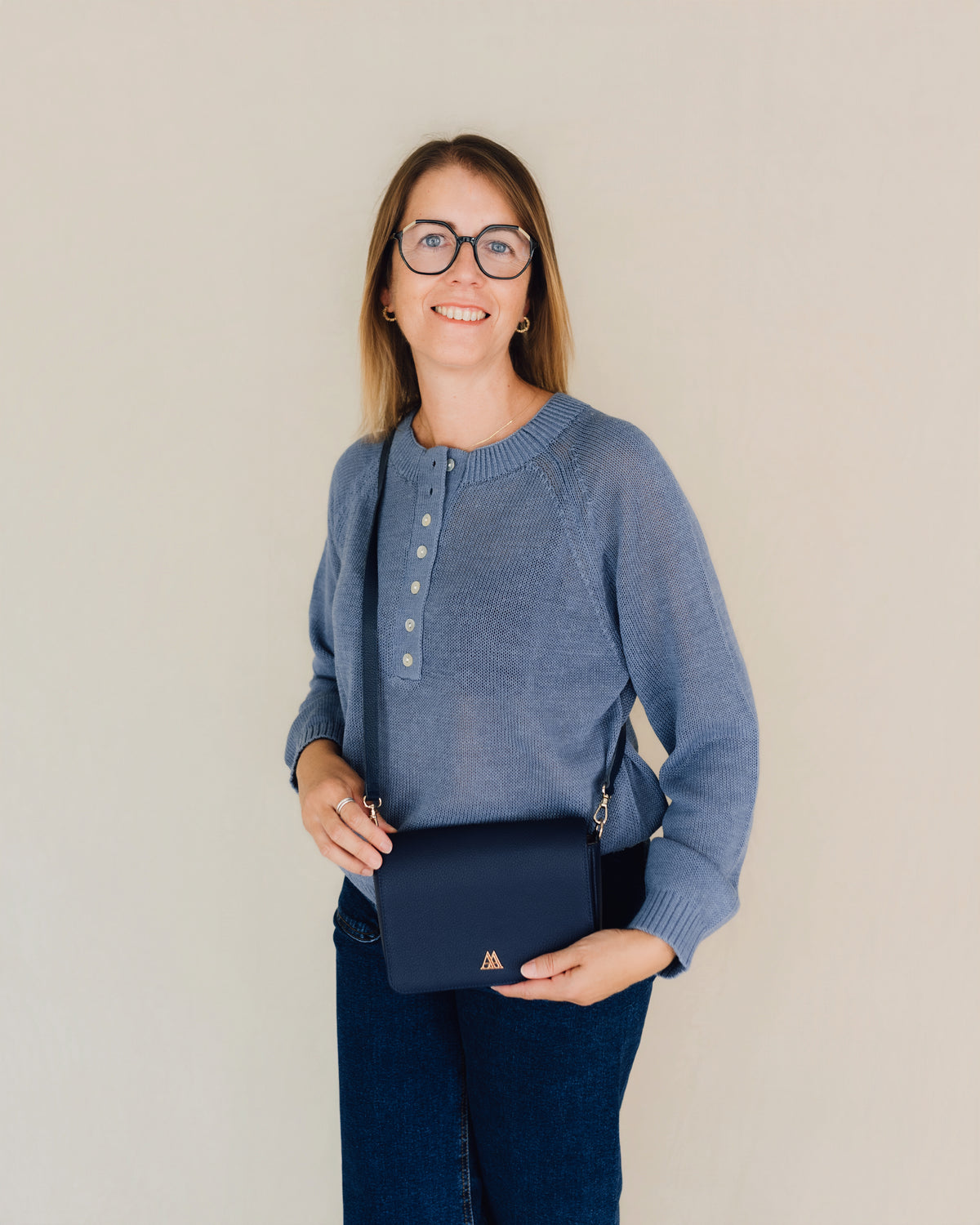 María Borsa a Patta Mini in Pelle Blu Marino