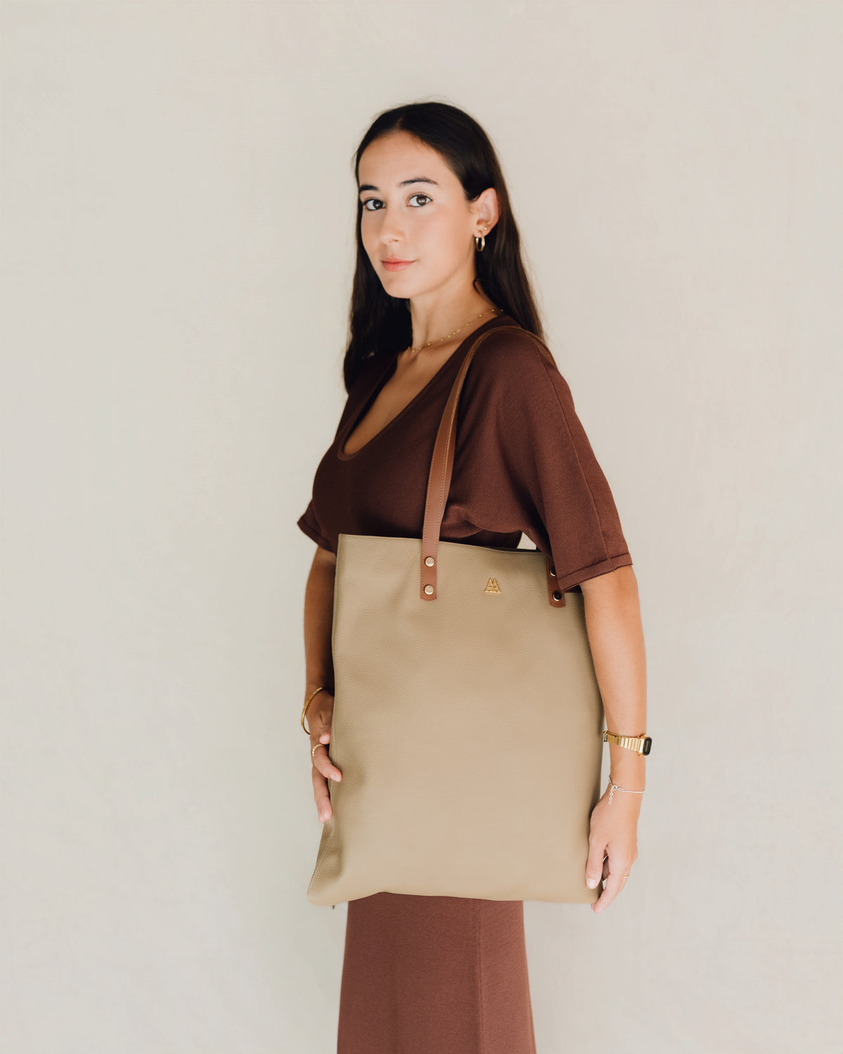 Noa Sac Cabas Cuir Beige