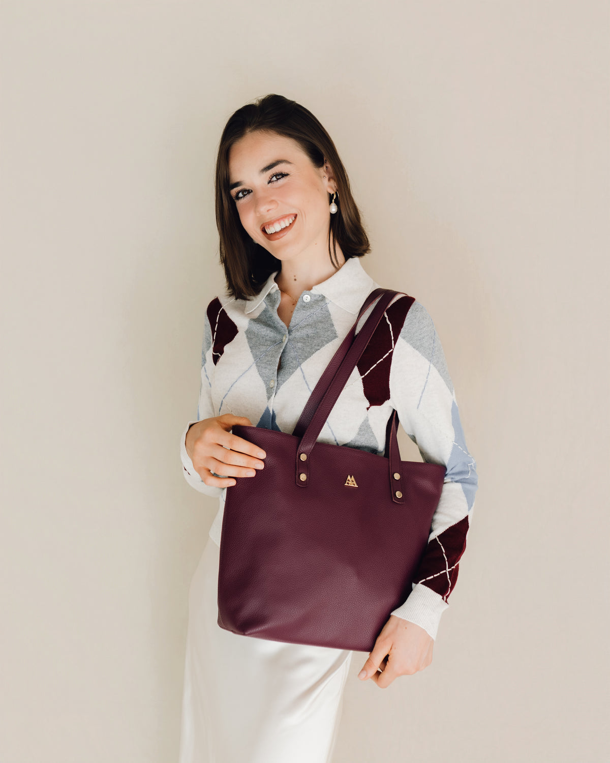 Sofia Bolso Shopper Piel Burdeos
