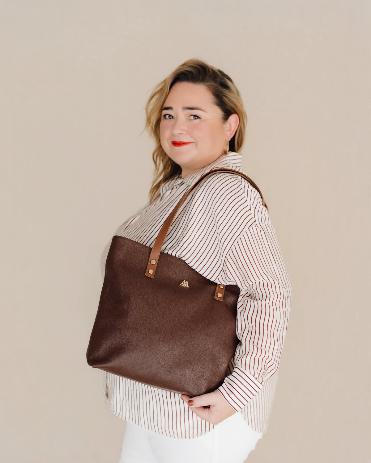 Sofia Sac shopping en cuir marron