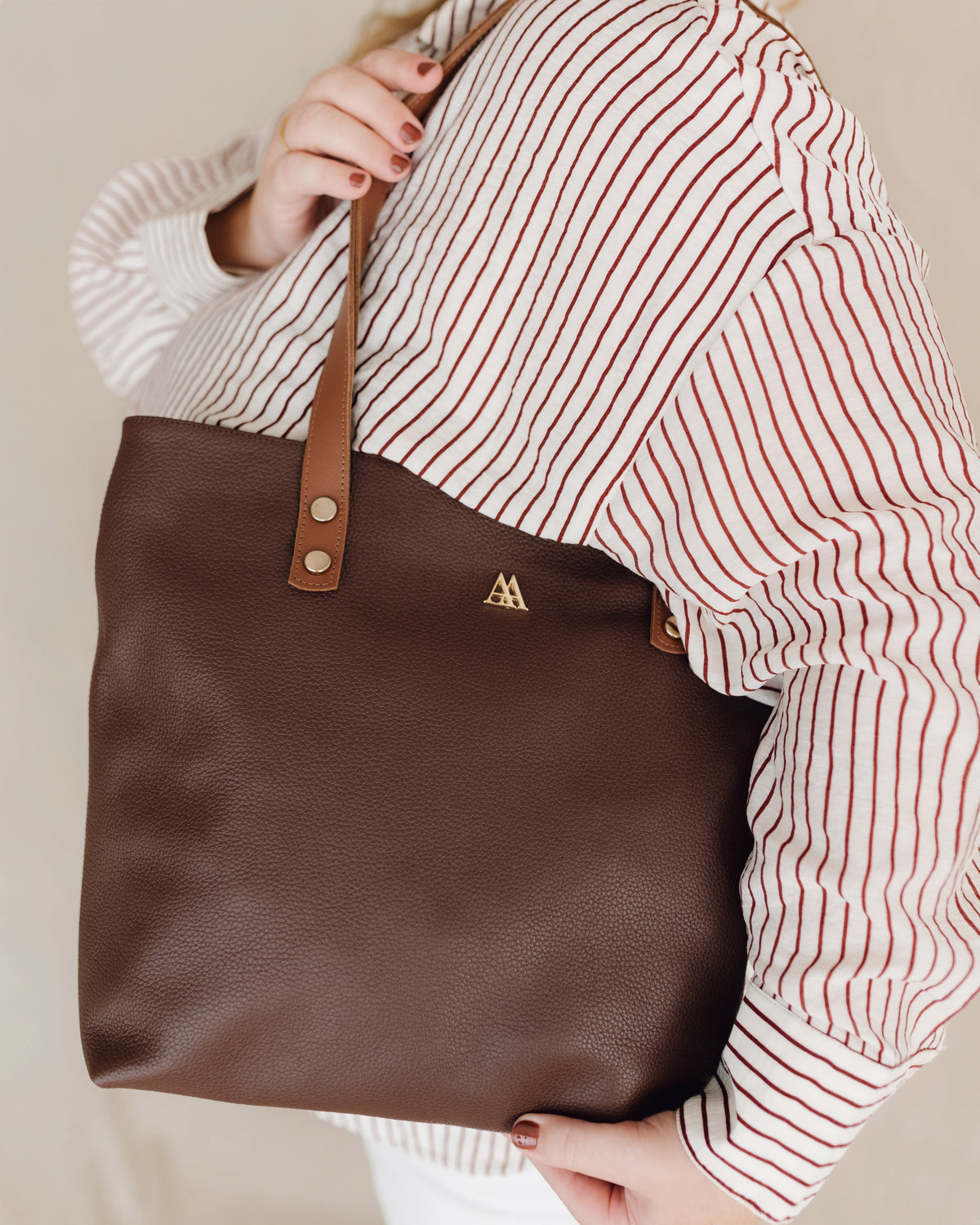 Sofia Sac shopping en cuir marron