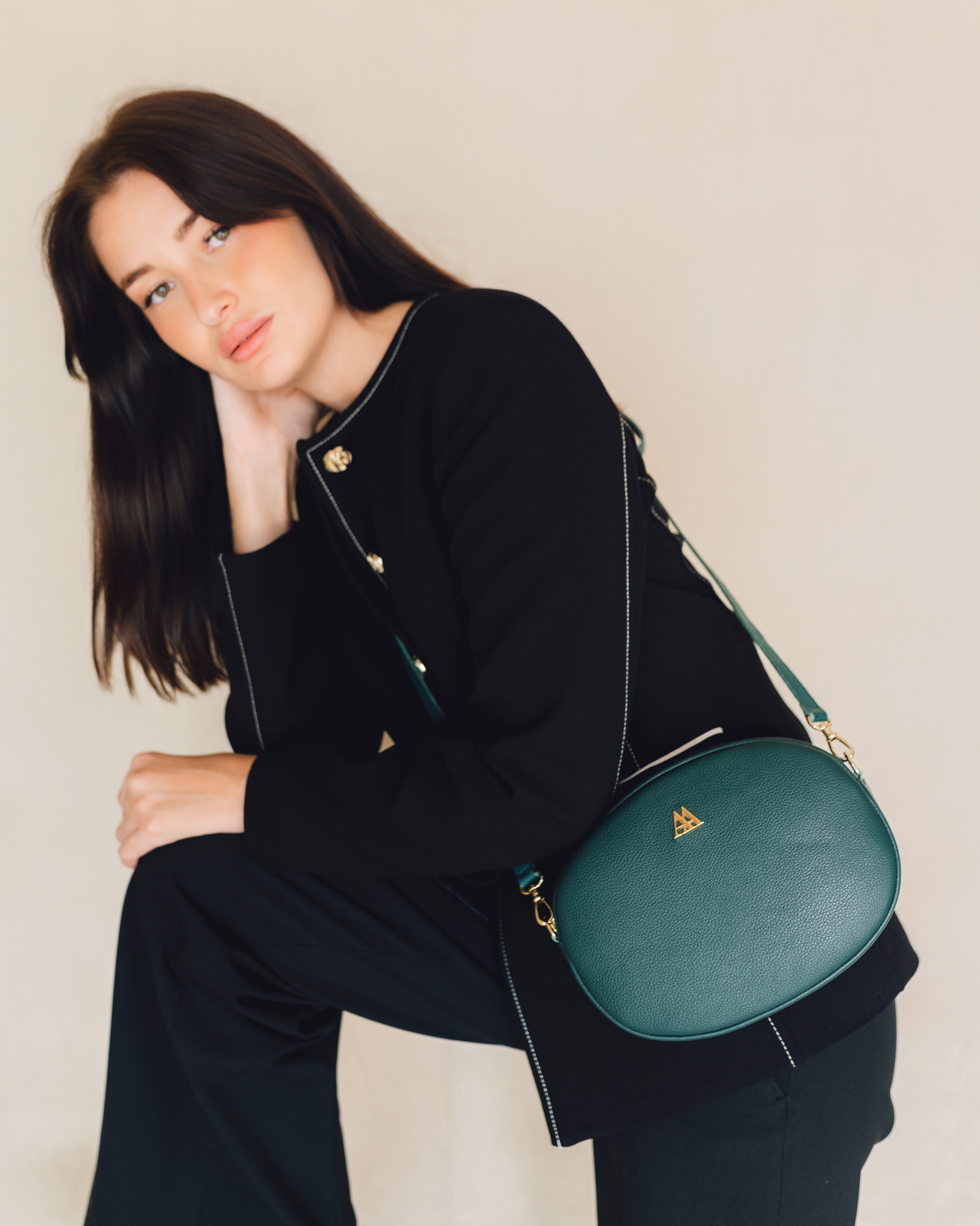 Olivia Bolso Ovalado Piel Verde Petróleo