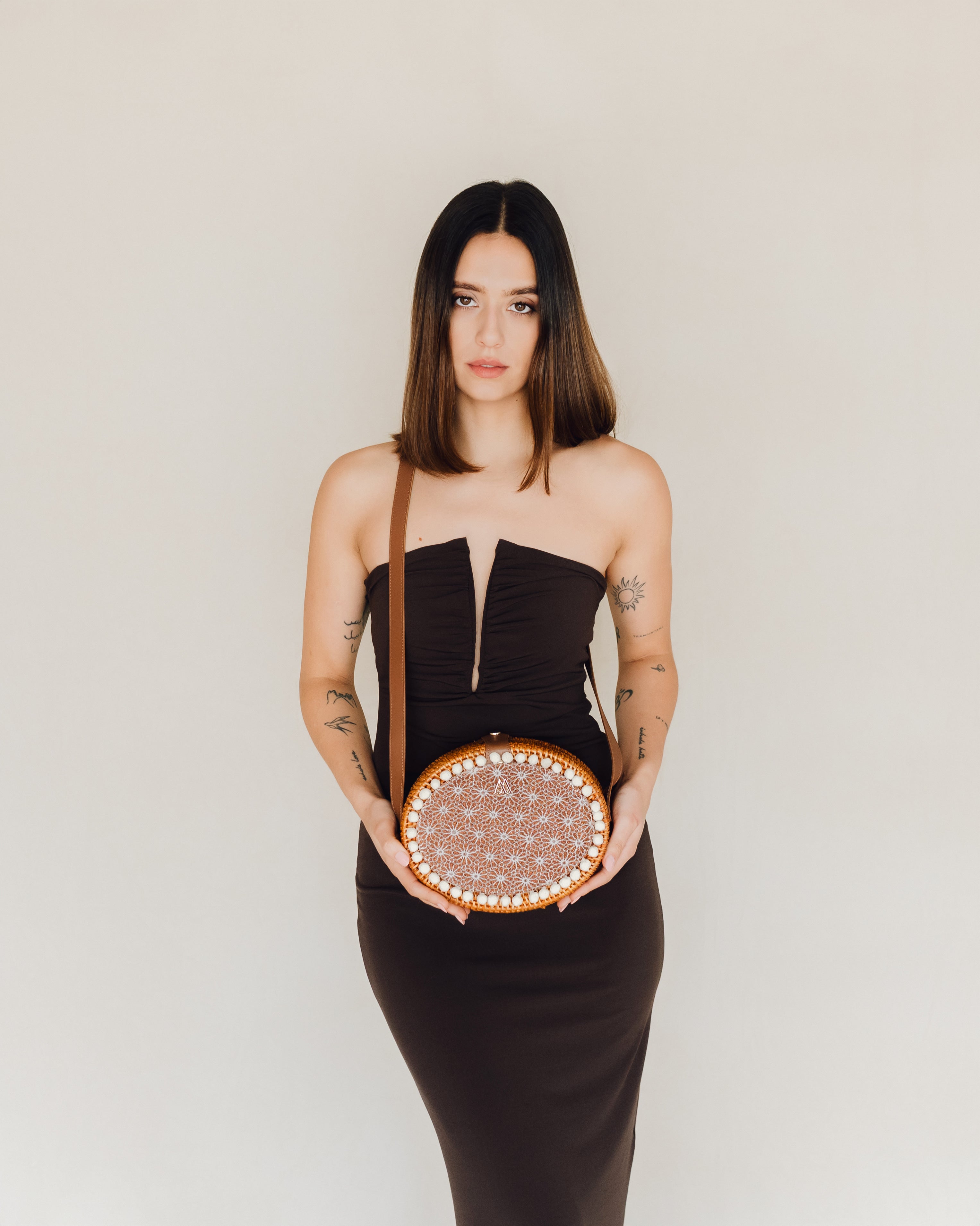 Rosario Flores Lurex Marron