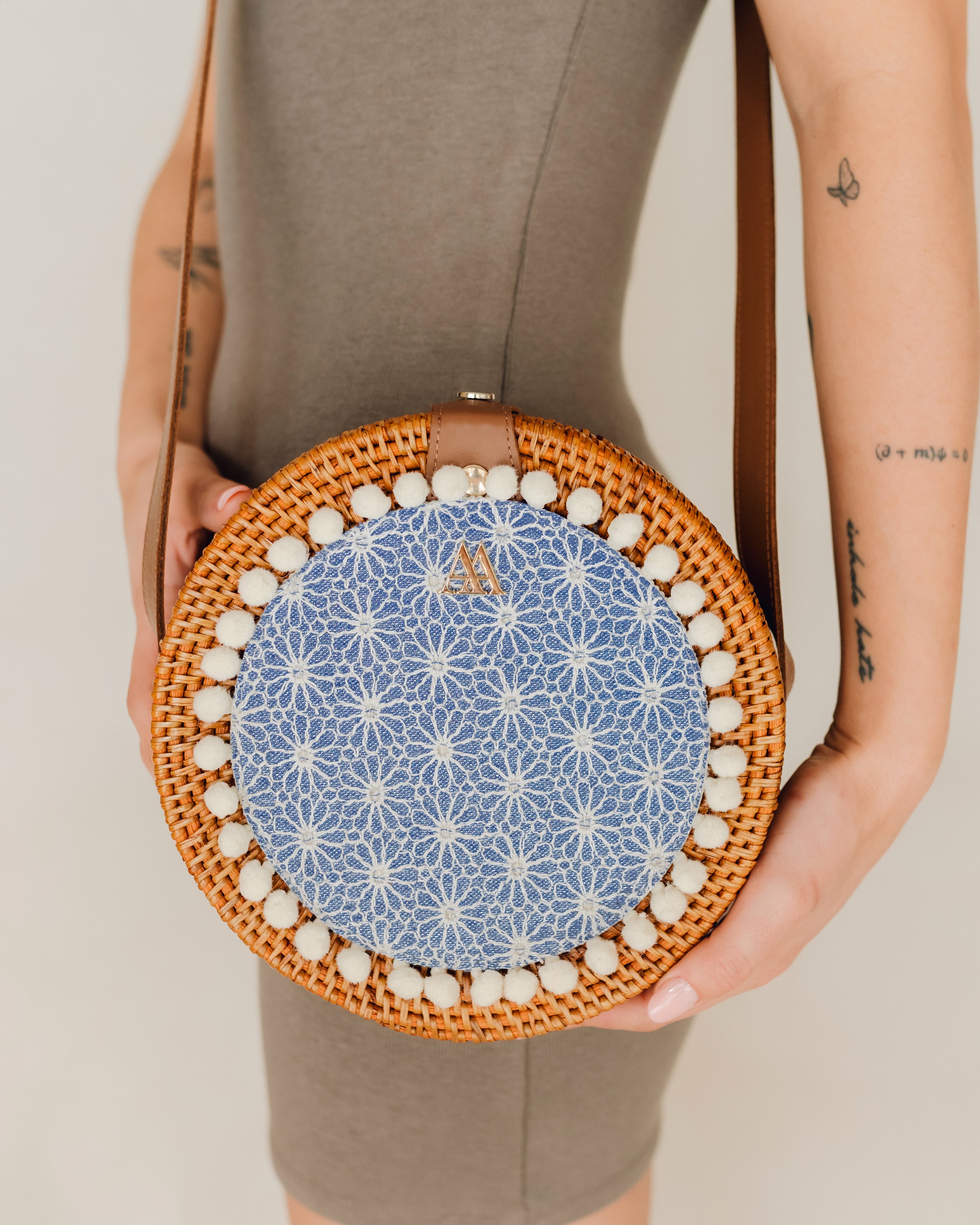 Rosa Flores Lurex Azul
