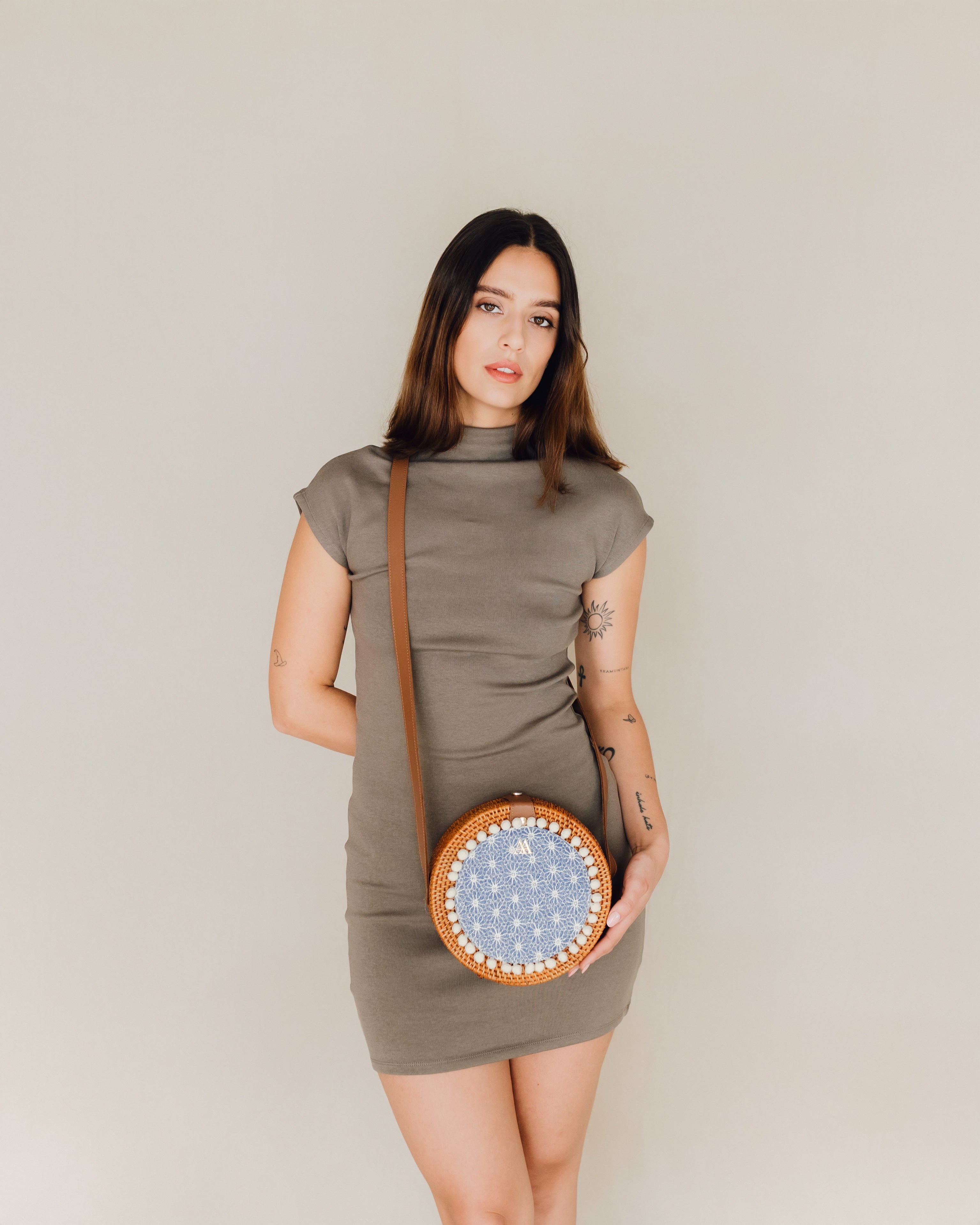 Rosa Flores Lurex Azul