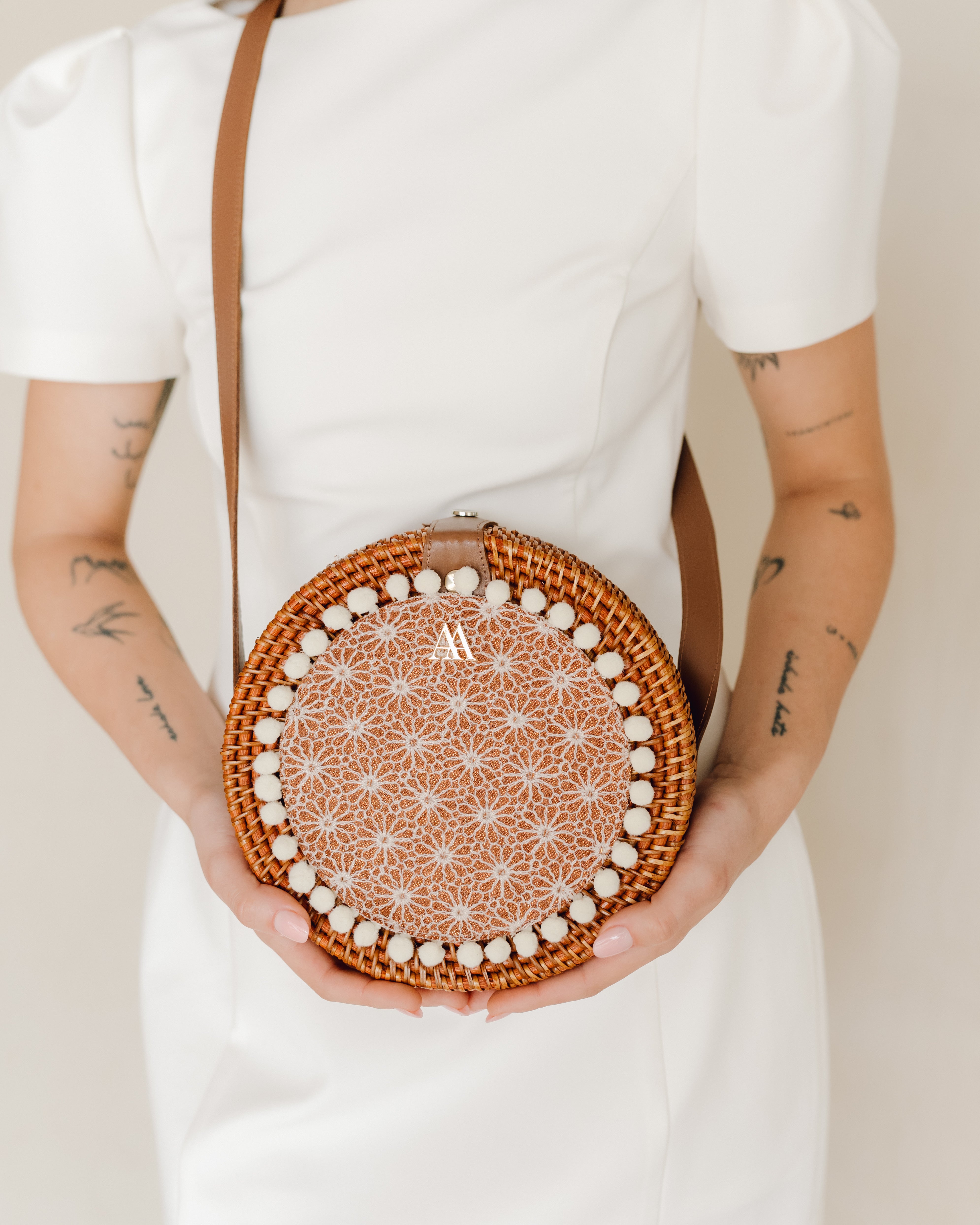 Rosa Flores Lurex Marron