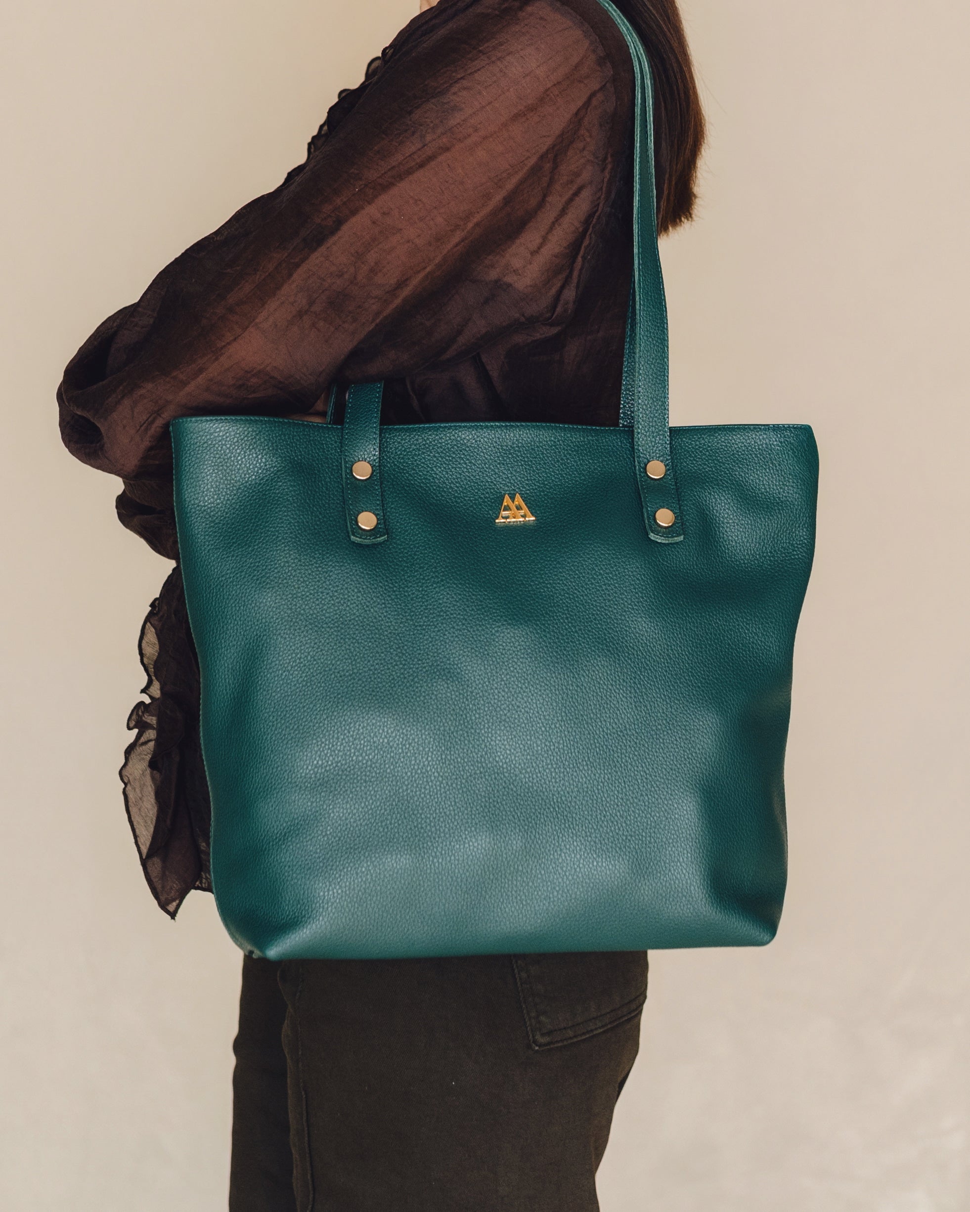 Sofia Bolso Shopper Piel Verde Petróleo