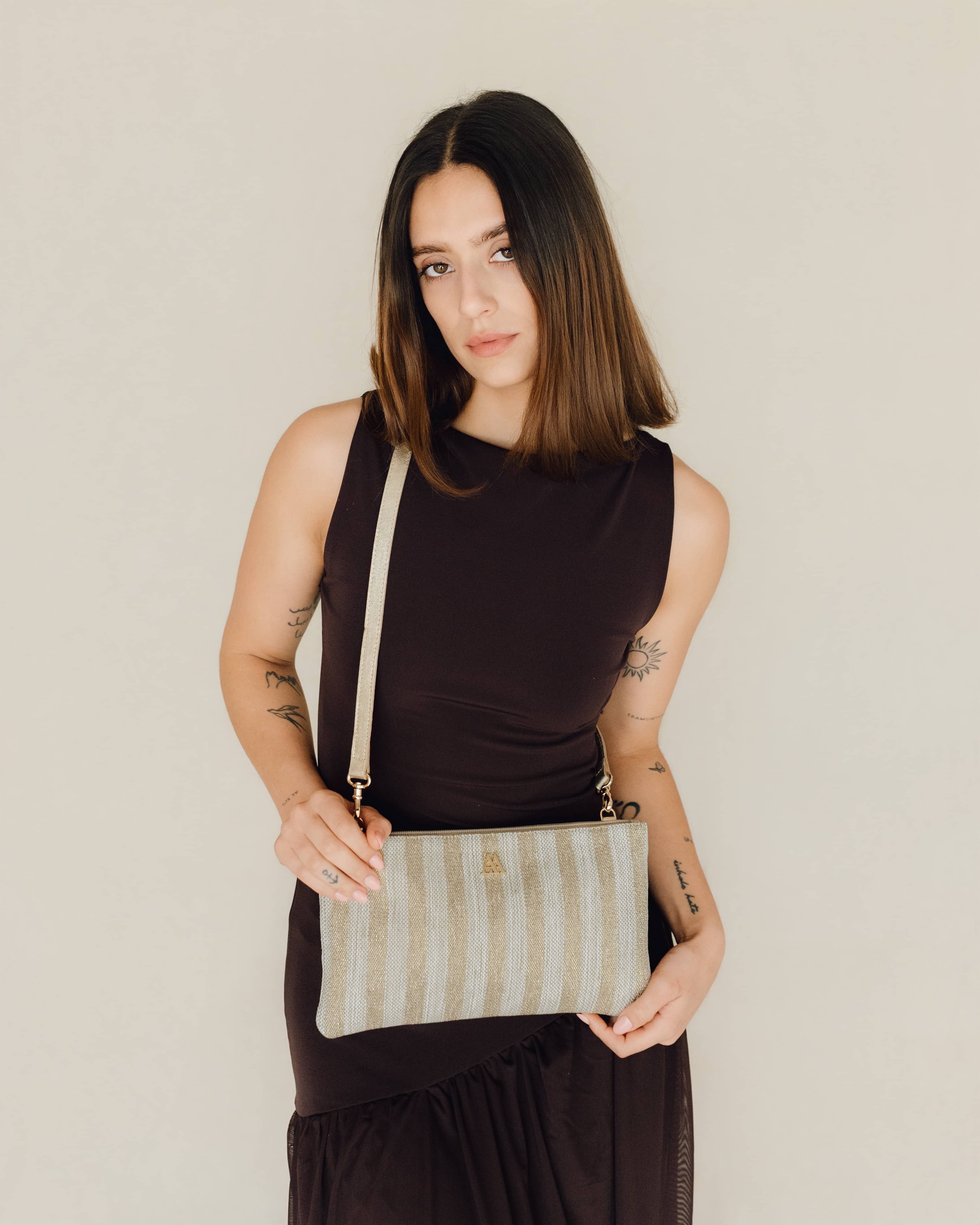 Catalina Brown Leather Clutch Bag