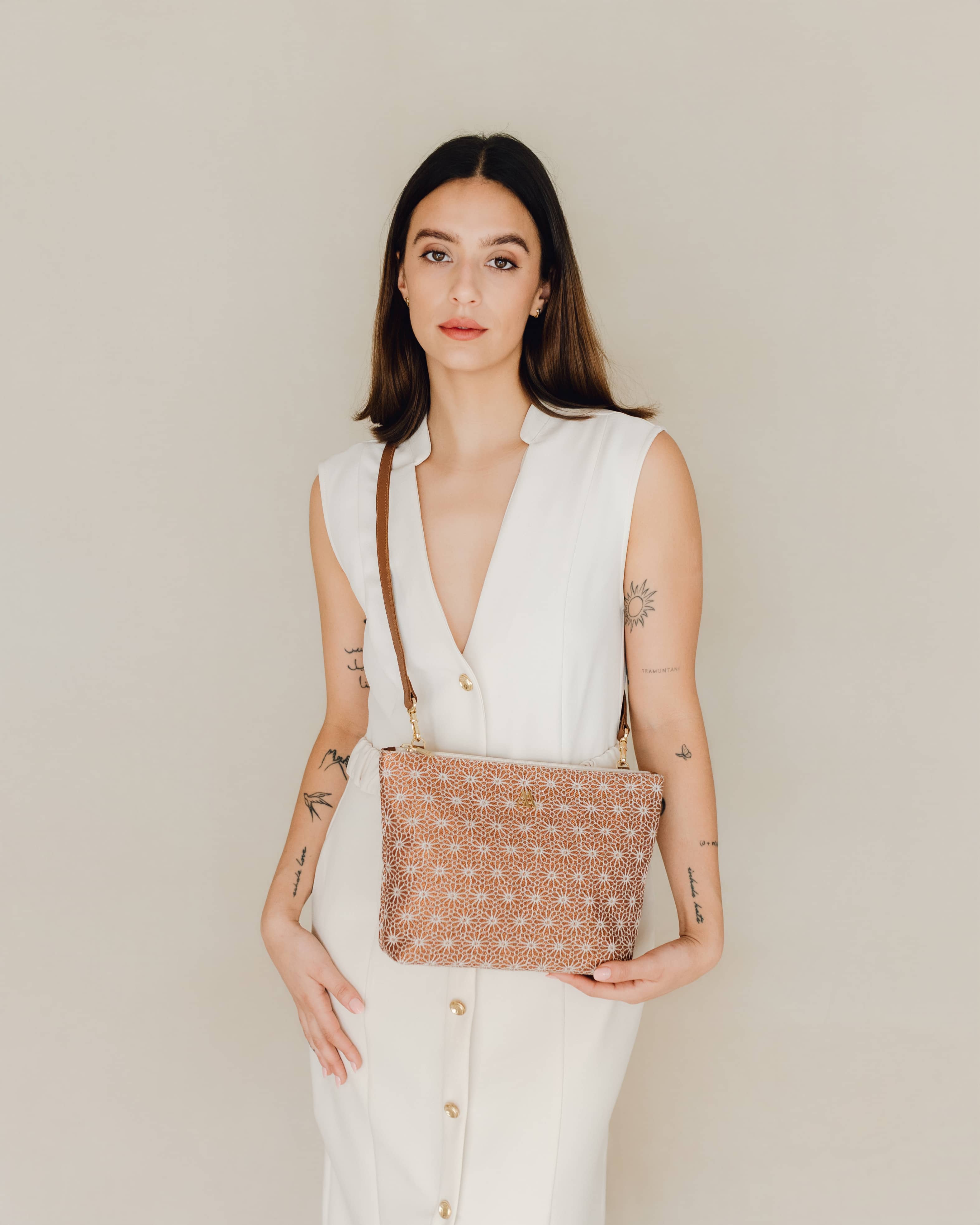 Manola Brown Leather Clutch Bag