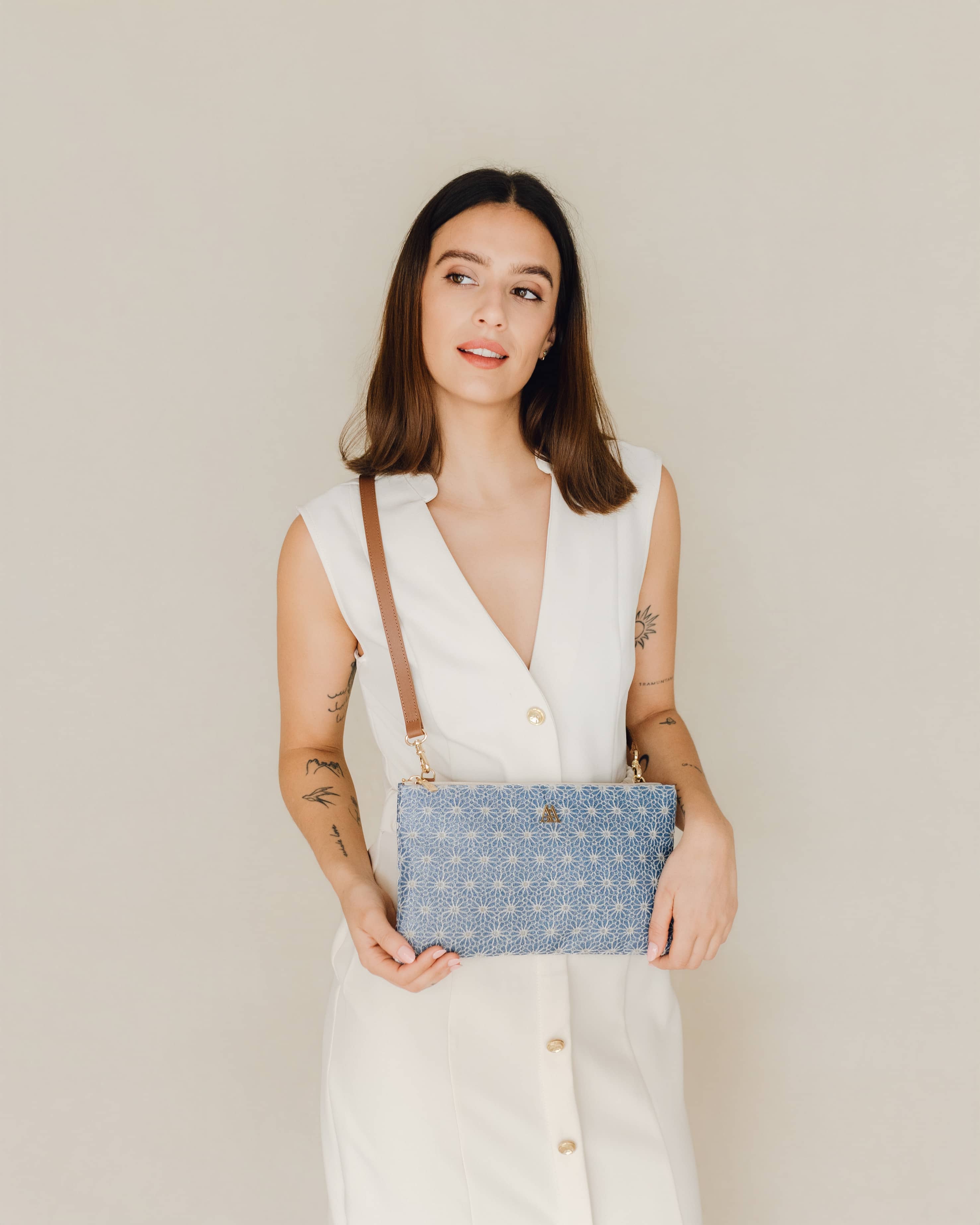 Catalina Brown Leather Clutch Bag