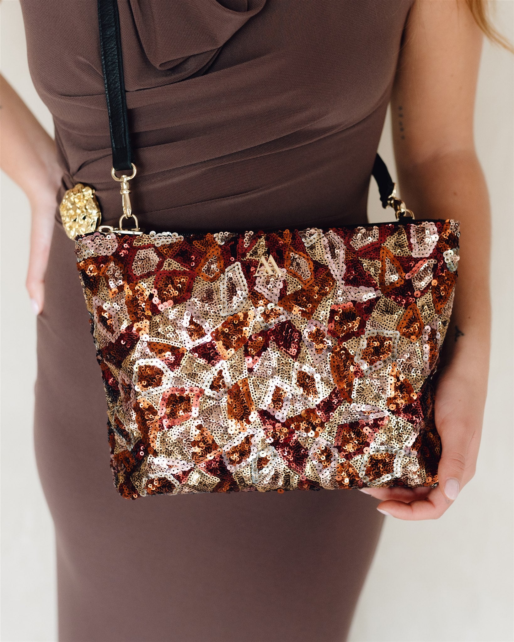 Manola Beige Leather Clutch Bag