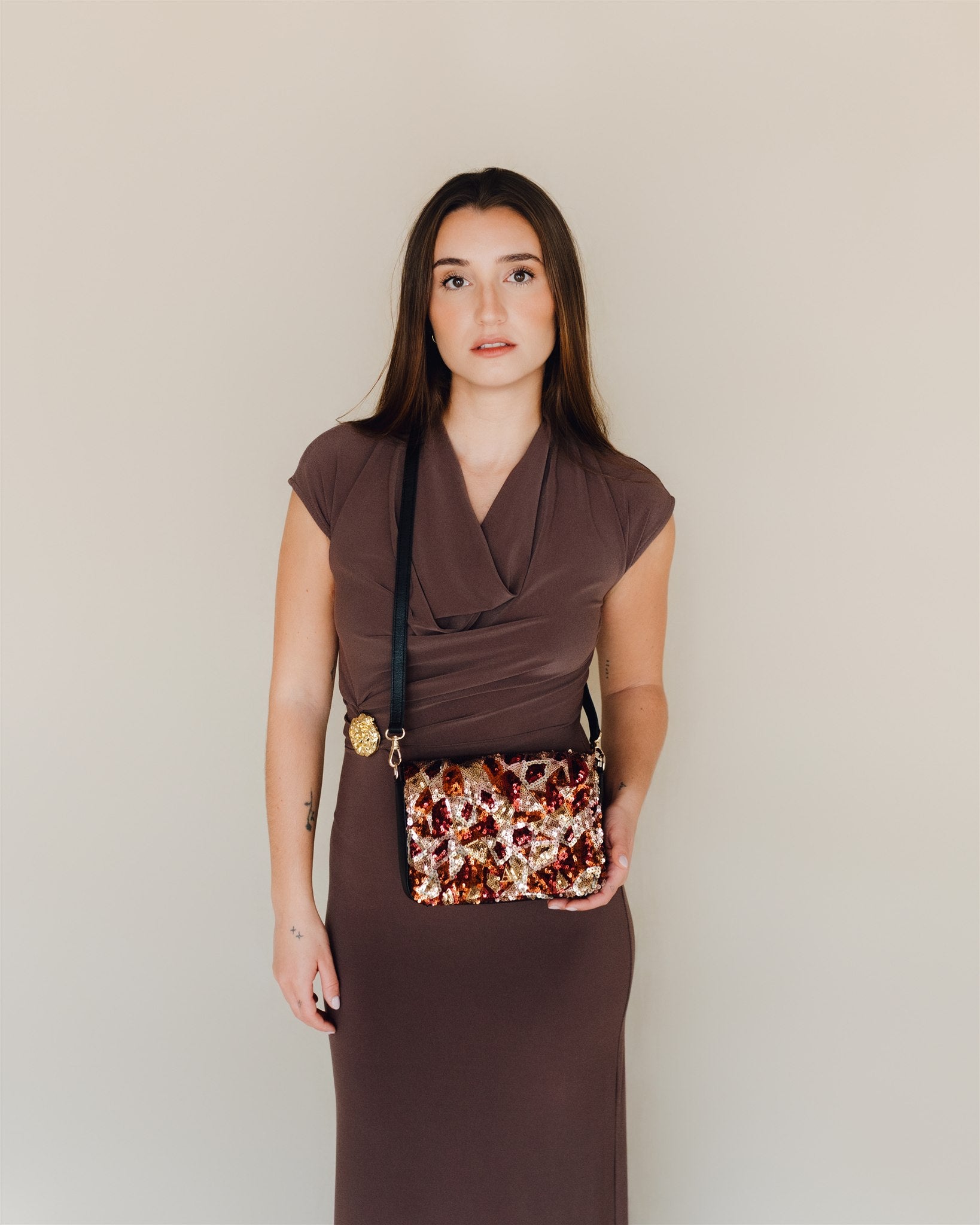 Maria Mini Leather Flap Bag, Red