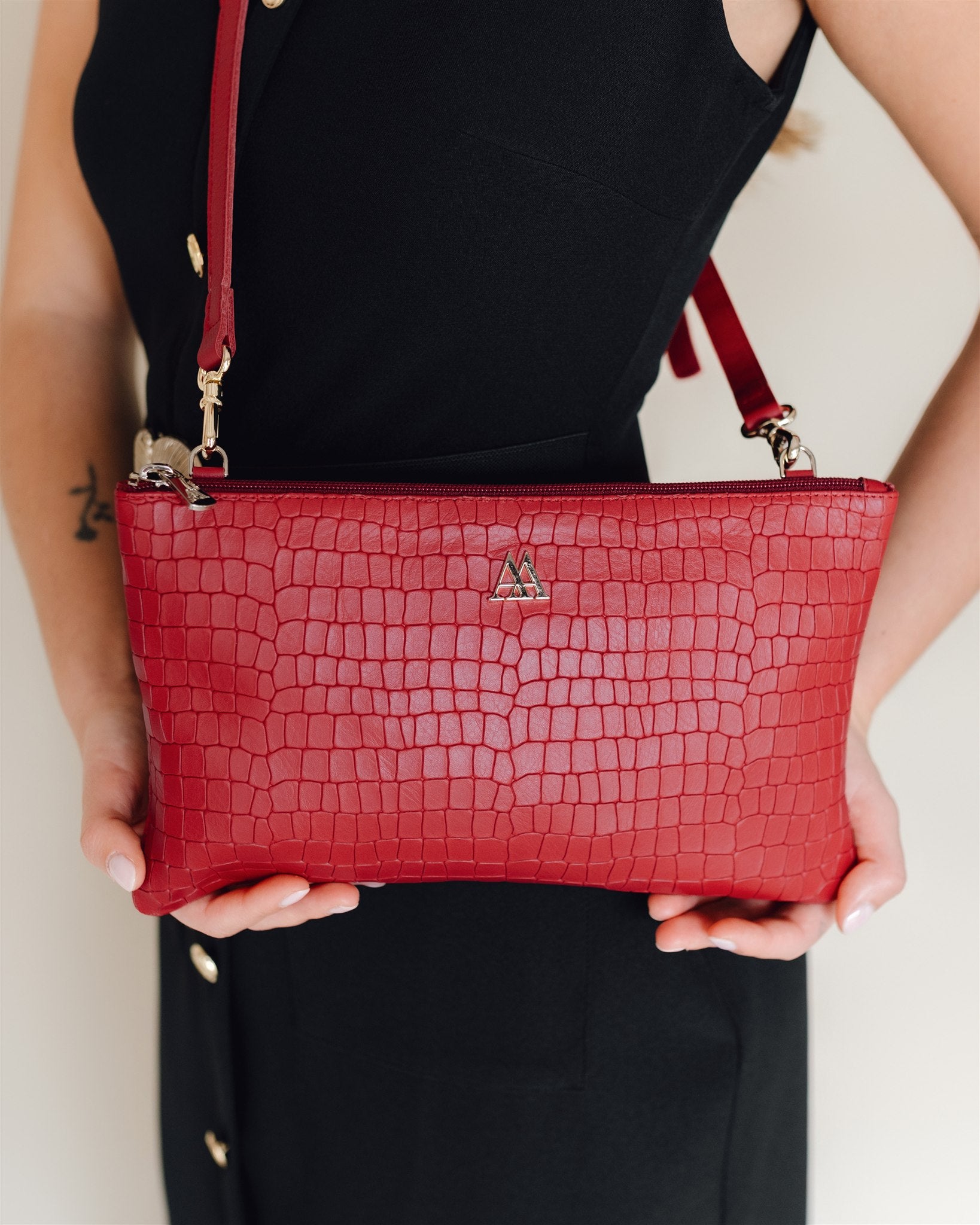 Catalina Red Leather Clutch Bag