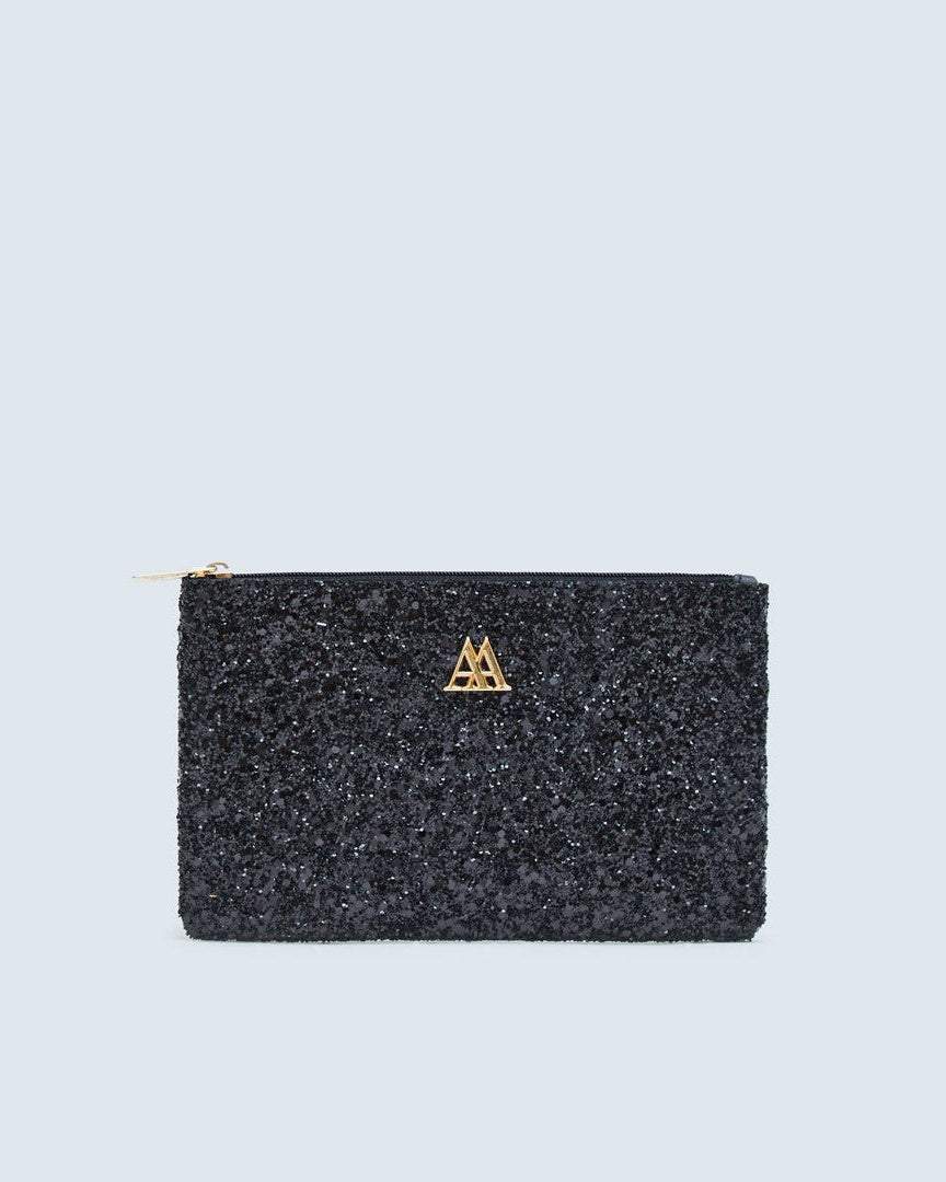 Maya Wallet, Black Glitter Fabric
