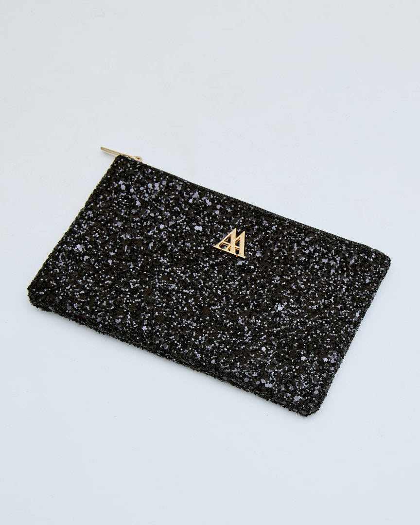 Maya Wallet, Black Glitter Fabric