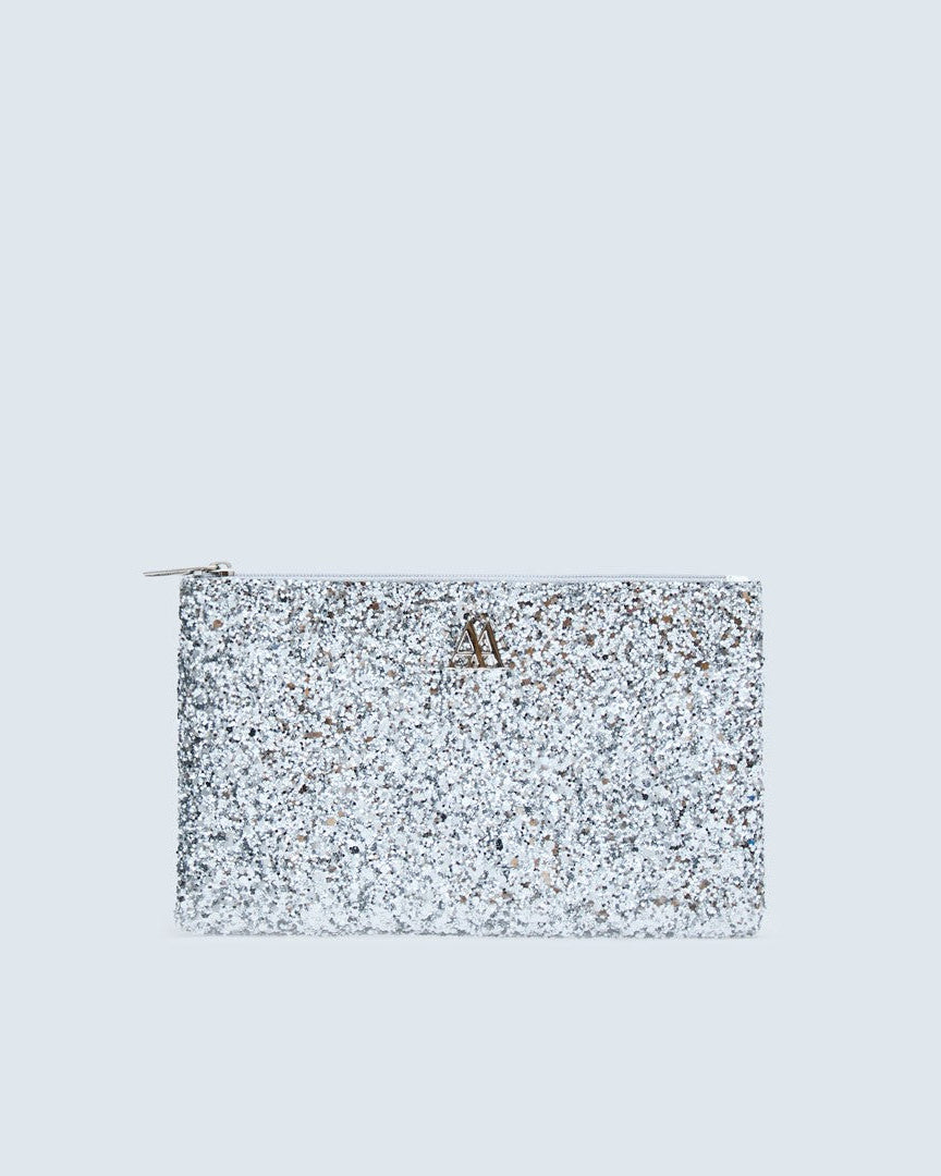 Maya Wallet, Silver Glitter Fabric