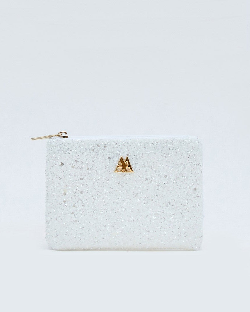 Maya Wallet, White Glitter Fabric