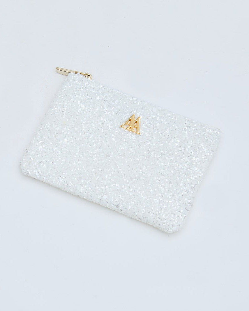 Maya Wallet, White Glitter Fabric