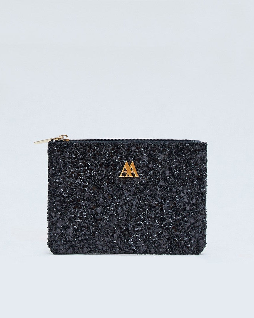 Mia Glitter Fabric Wallet Black
