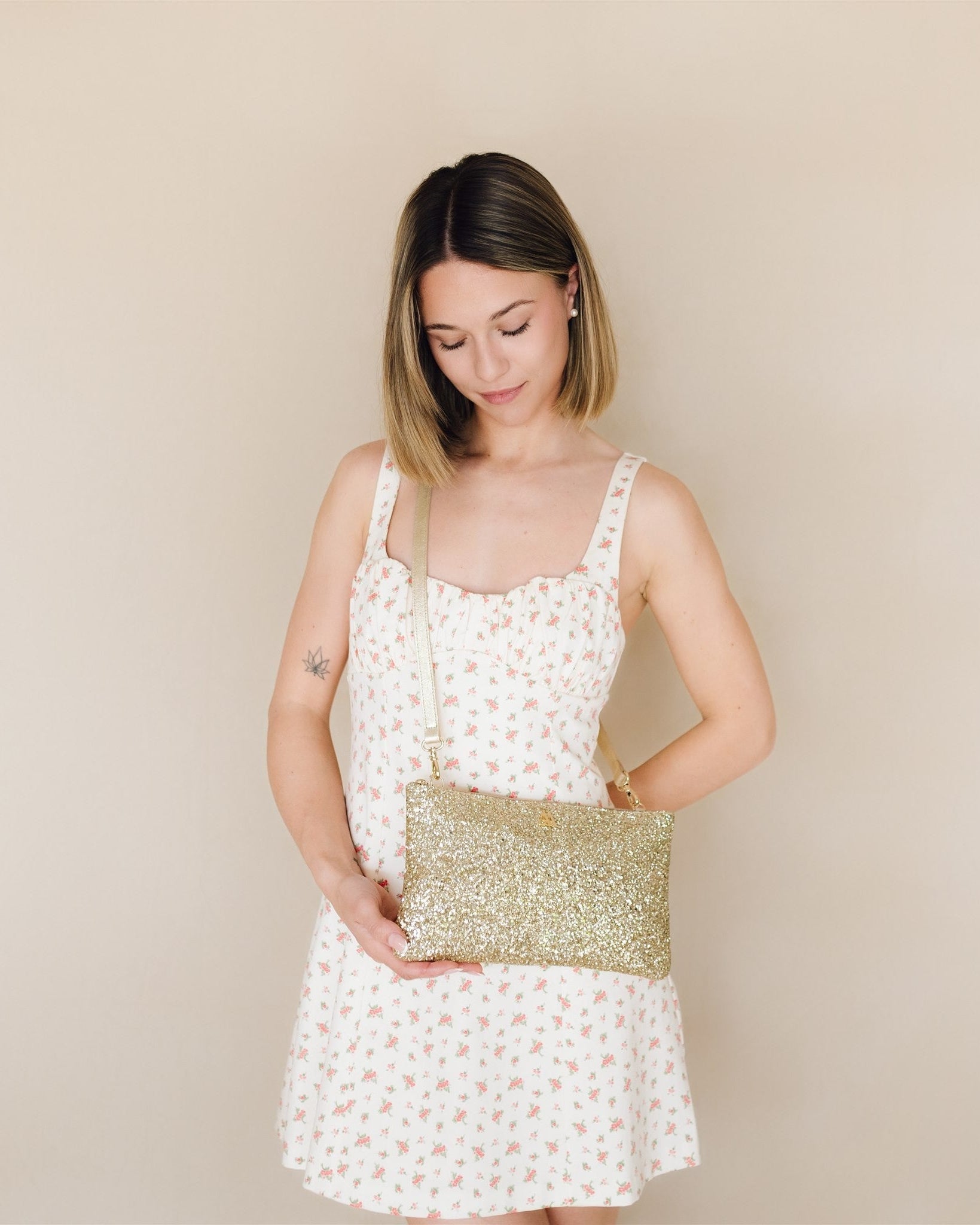 Catalina Glitter Platinum Clutch Bag
