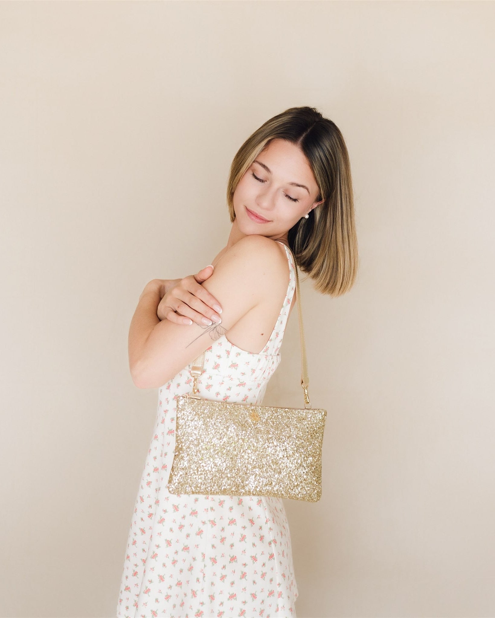 Catalina Glitter Platinum Clutch Bag