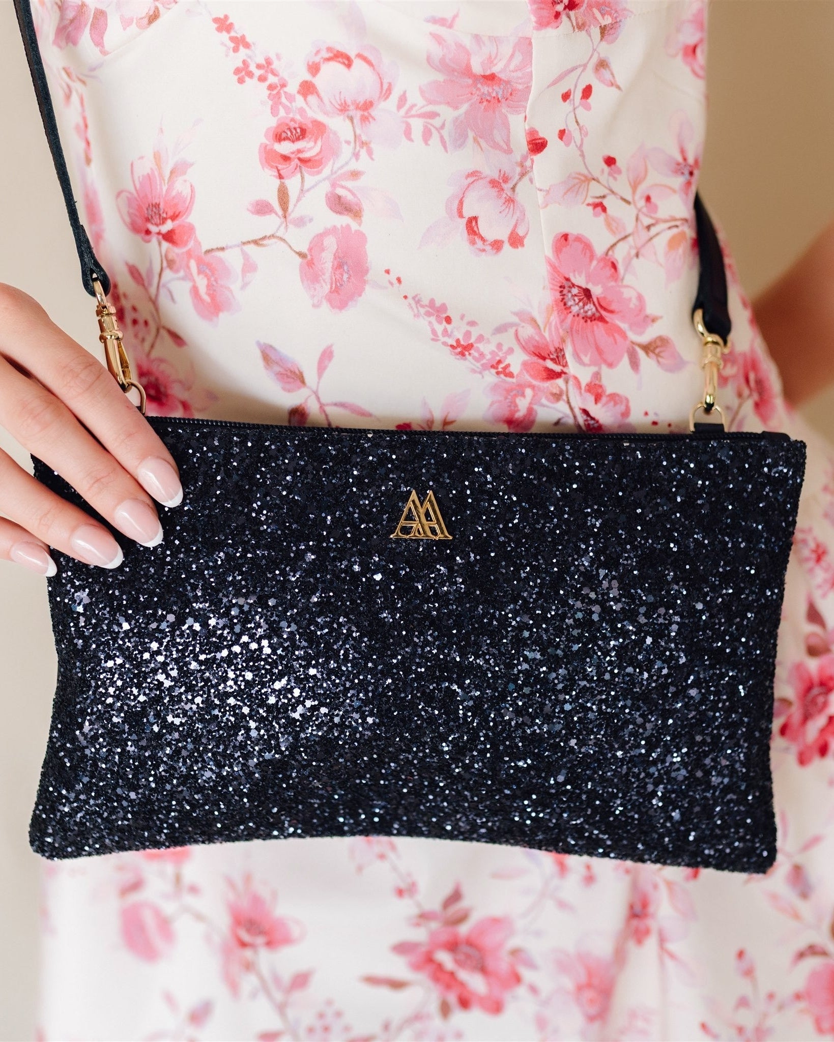 Catalina Glittery Navy Clutch Bag