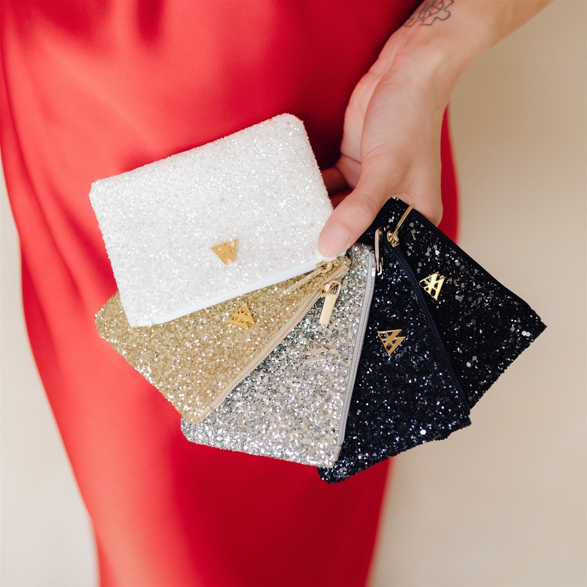 Mia Wallet, Platinum Glitter Fabric