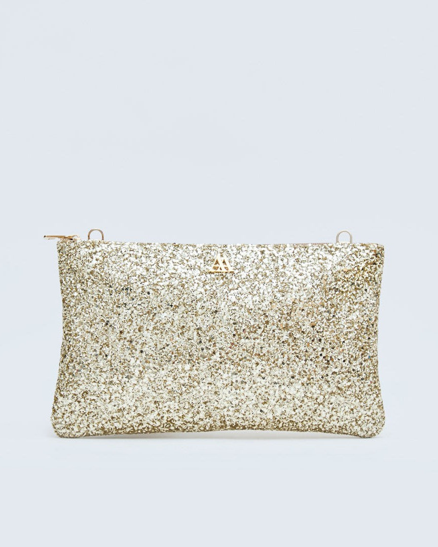 Catalina Glitter Platinum Clutch Bag