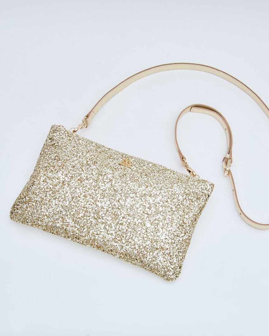 Catalina Glitter Platinum Clutch Bag