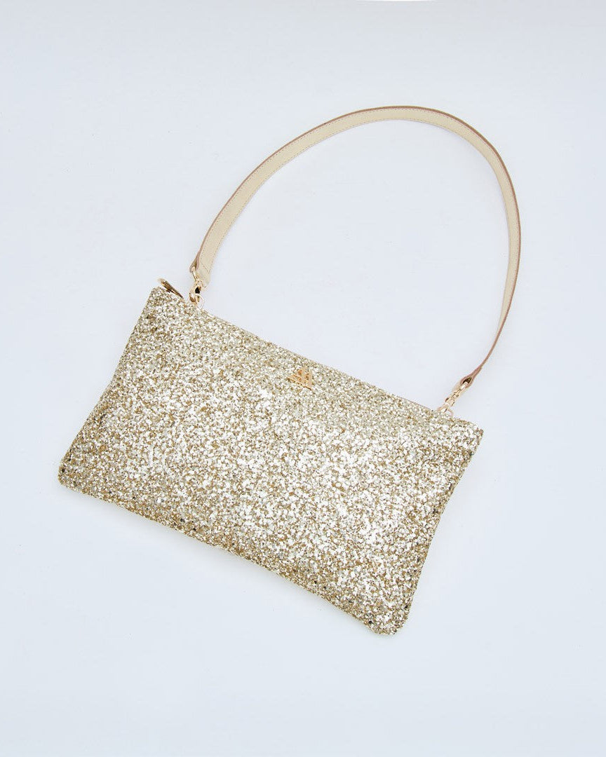 Catalina Glitter Platinum Clutch Bag