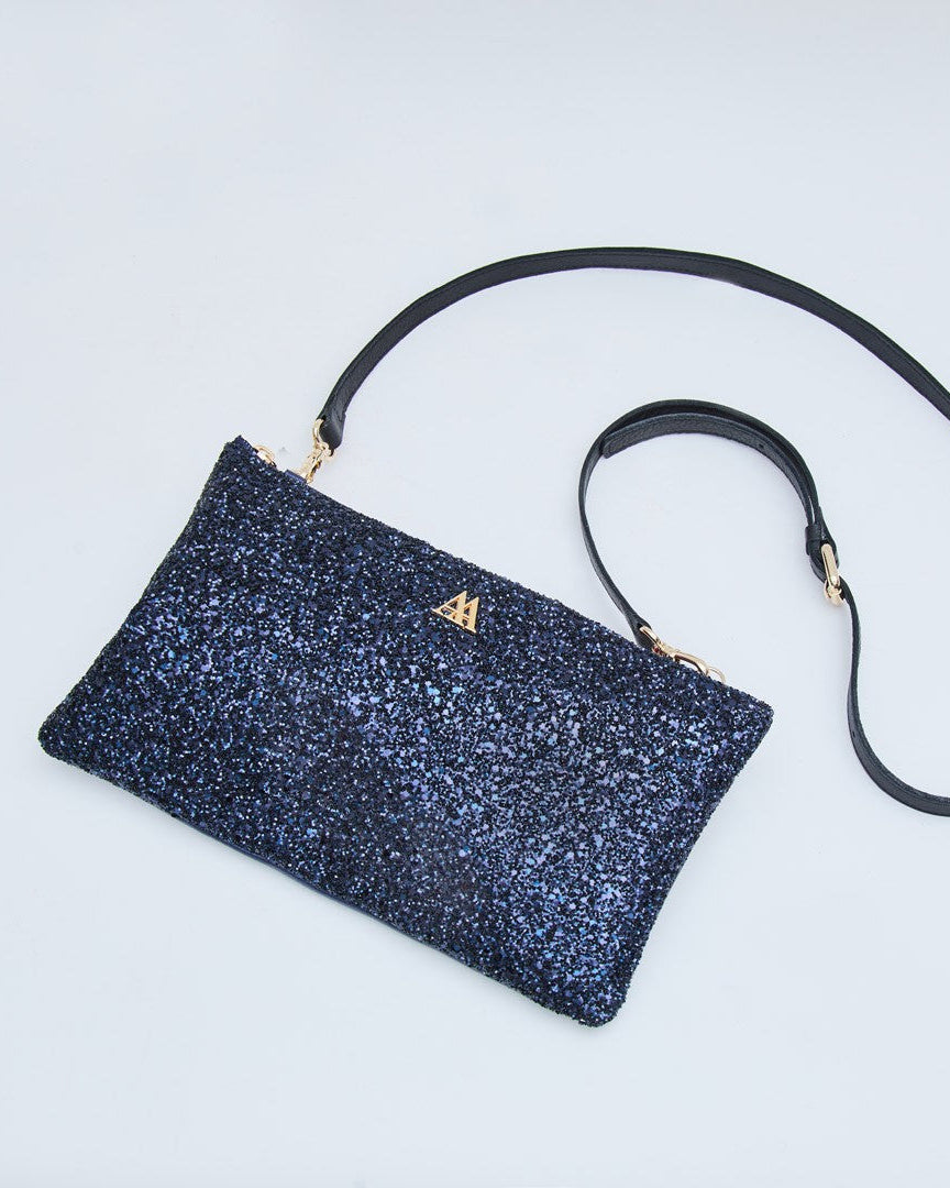 Catalina Glittery Navy Clutch Bag