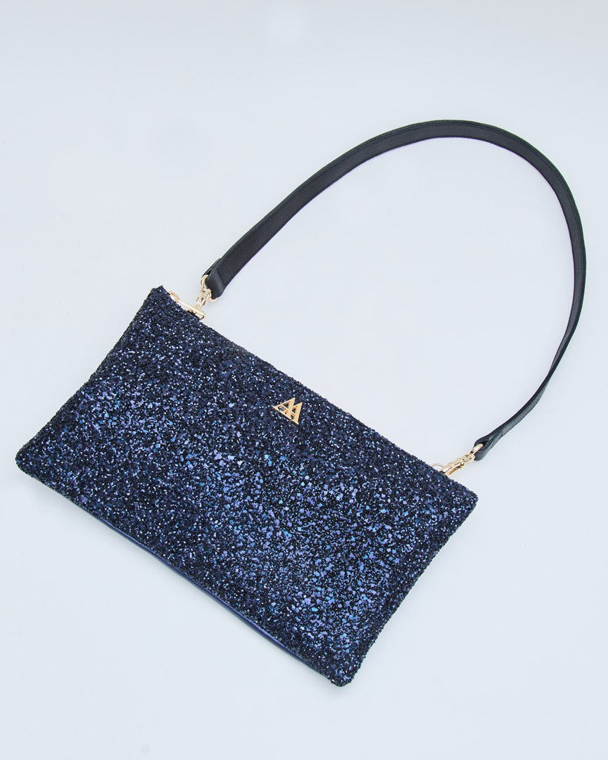 Catalina Glittery Navy Clutch Bag