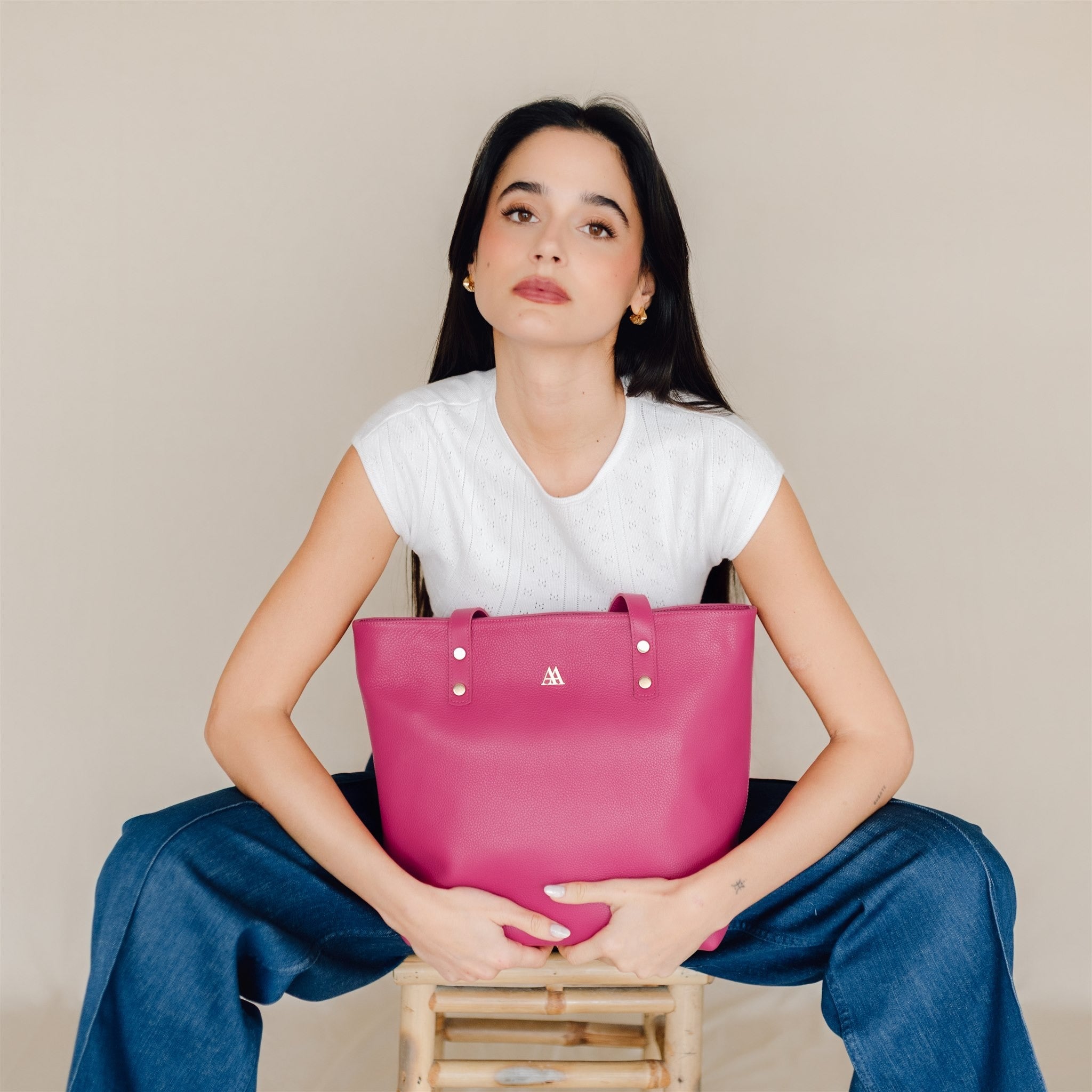 Sofía Bolso Shopper Piel Fucsia