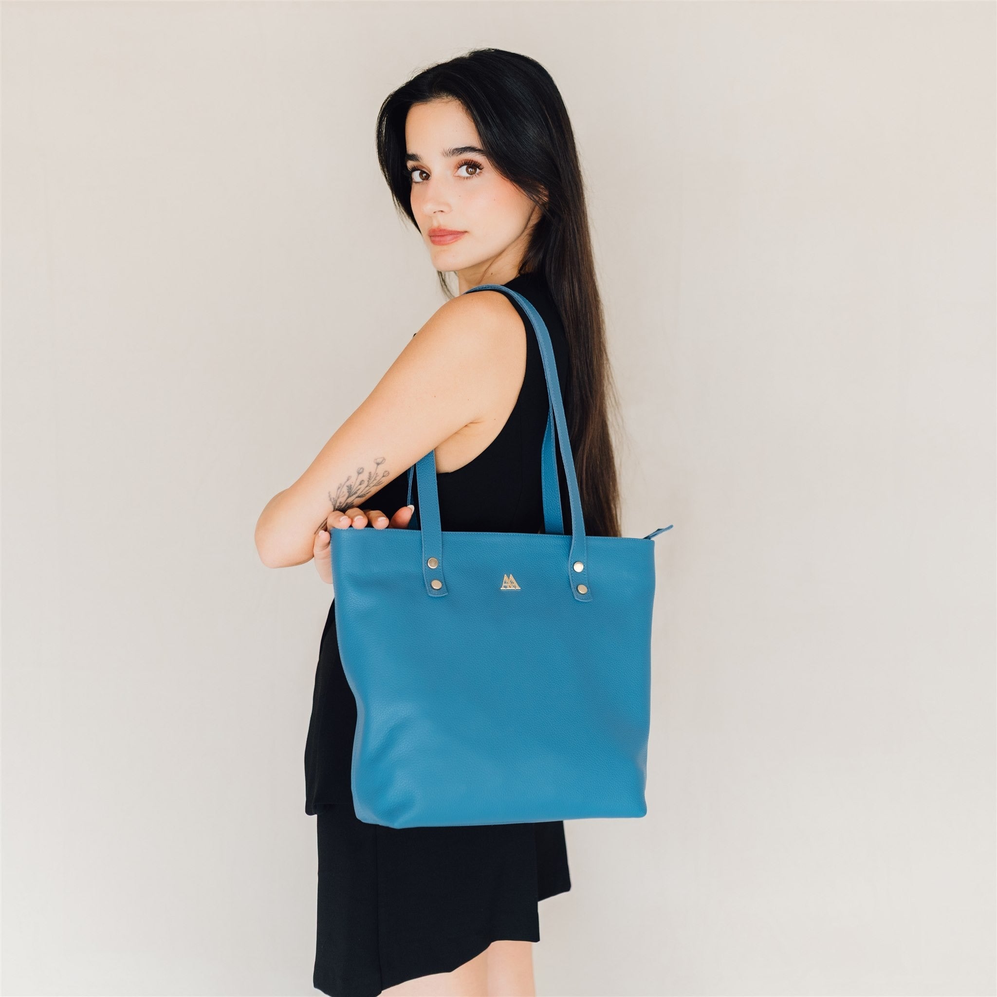 Sofía Bolso Shopper Piel Turquesa