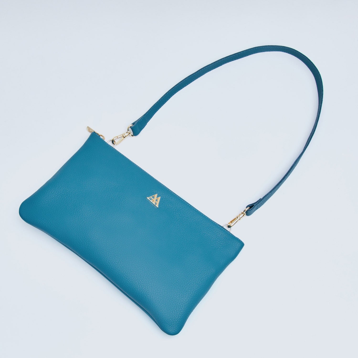 Pochette Catalina en cuir turquoise