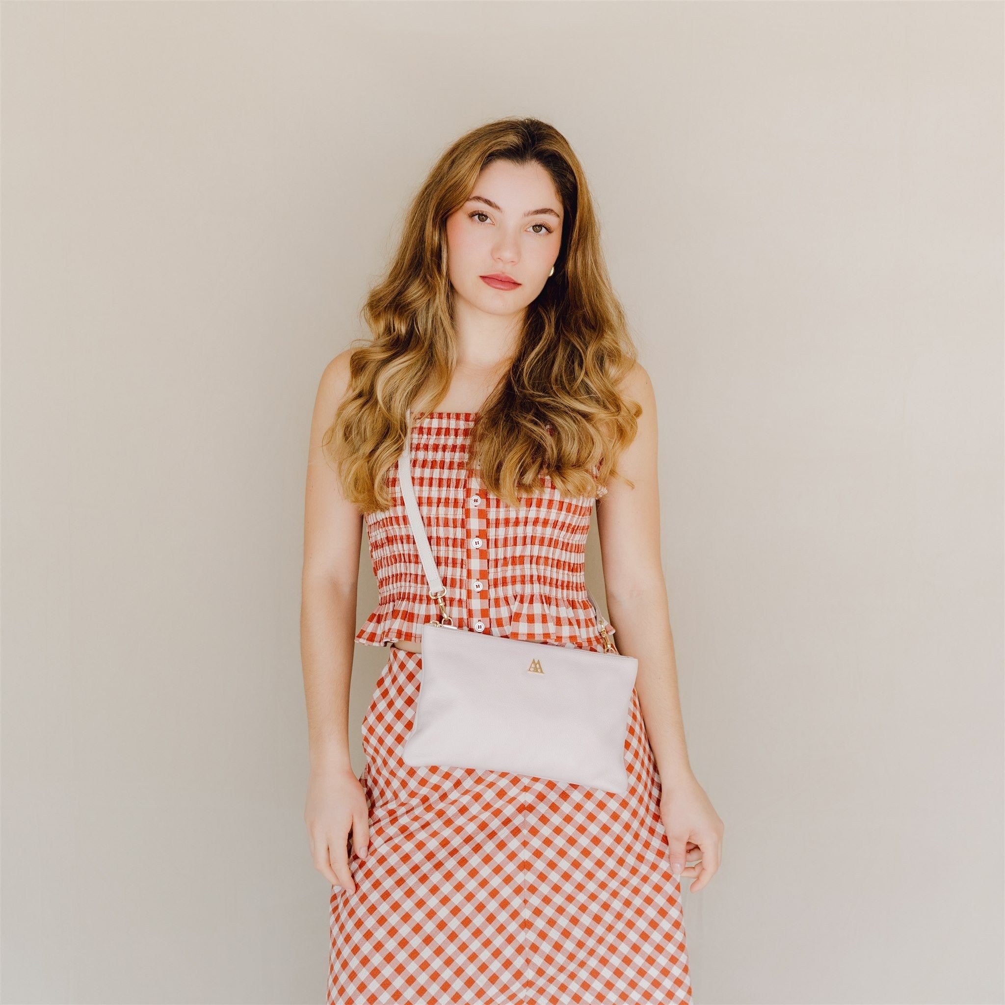 Catalina Bolso Clutch Piel Blanco Nude