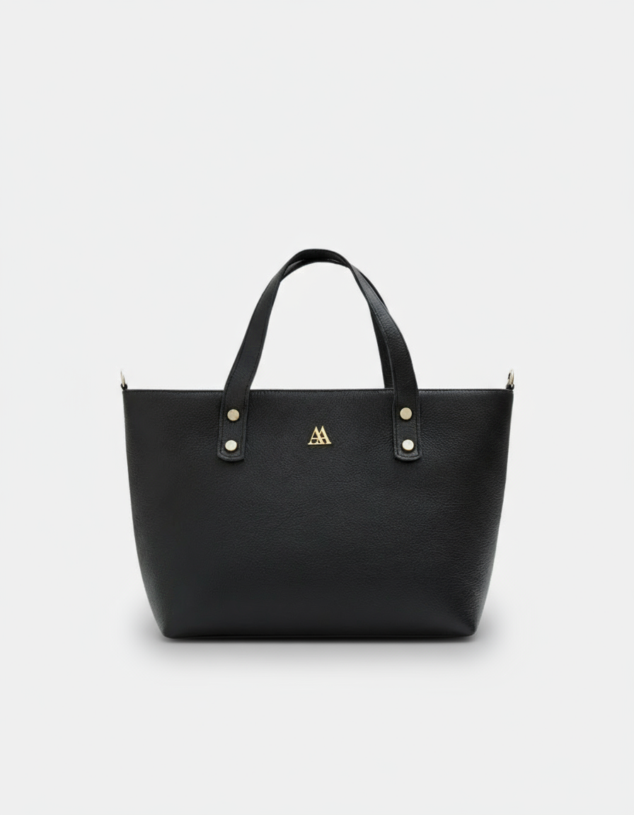 Antonia Leather Shopper Bag, Black