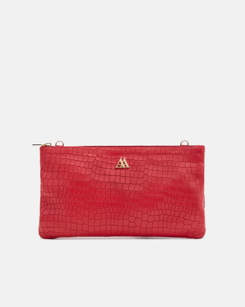 Catalina Red Leather Clutch Bag