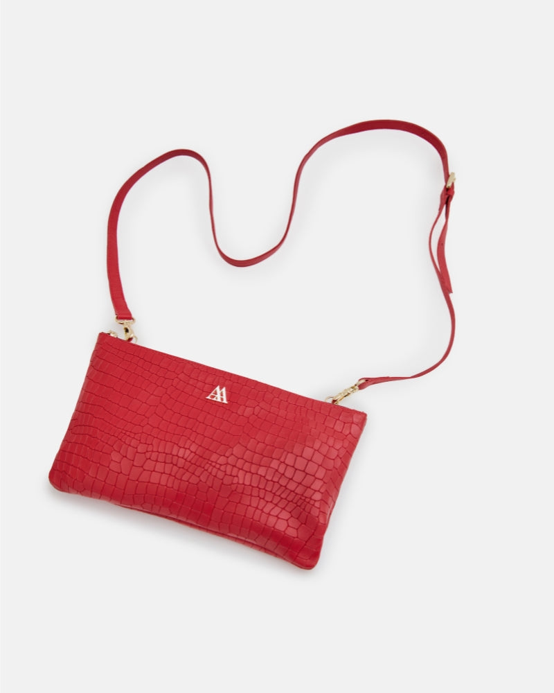 Catalina Red Leather Clutch Bag