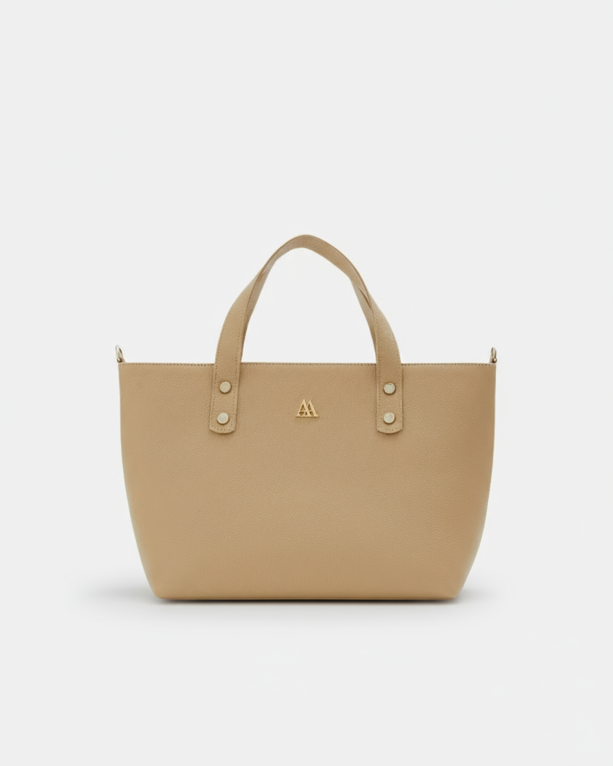 Antonia Beige Leather Shopper Bag