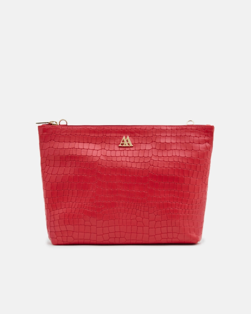 Manola Red Leather Clutch Bag
